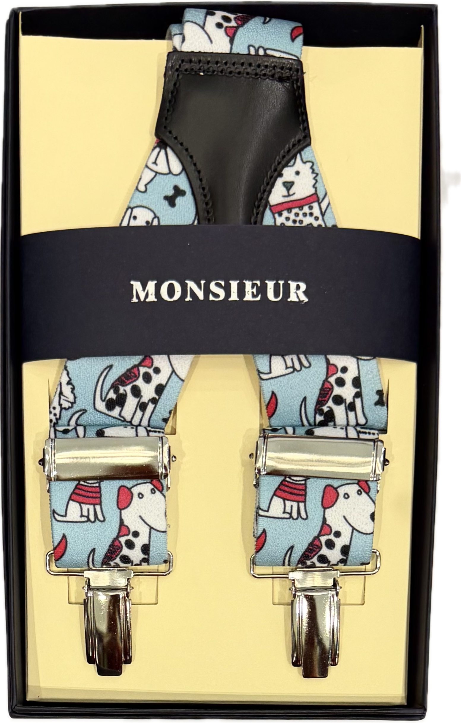 Bretelle elastico clip fantasia dogs Monsieur