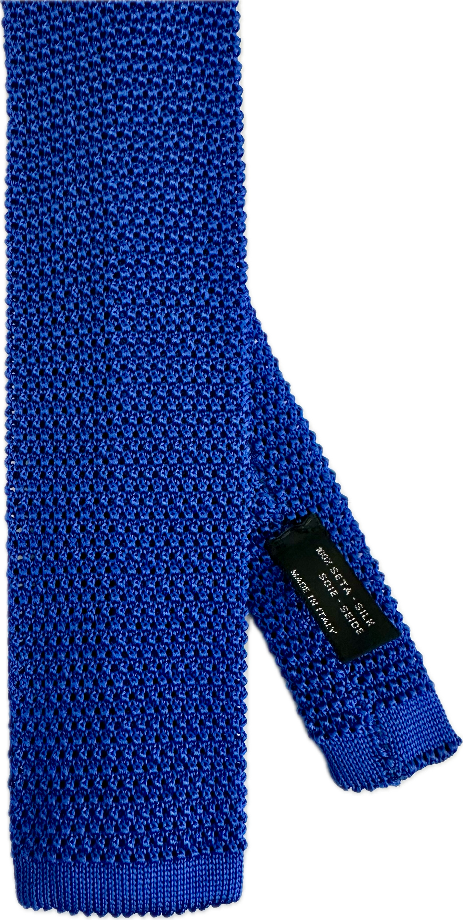 Cravatta in maglia di seta cobalto Monsieur