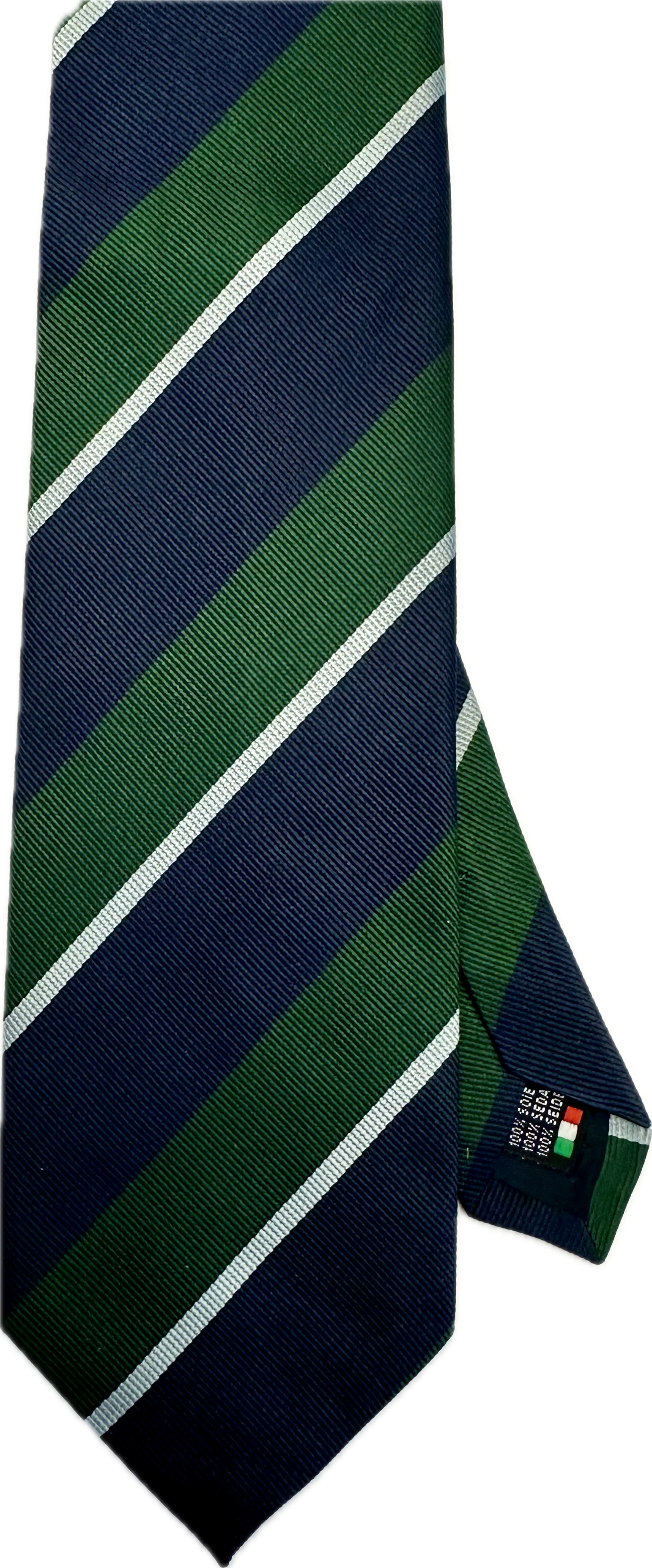 Cravatta seta regimental verde blu celeste Monsieur