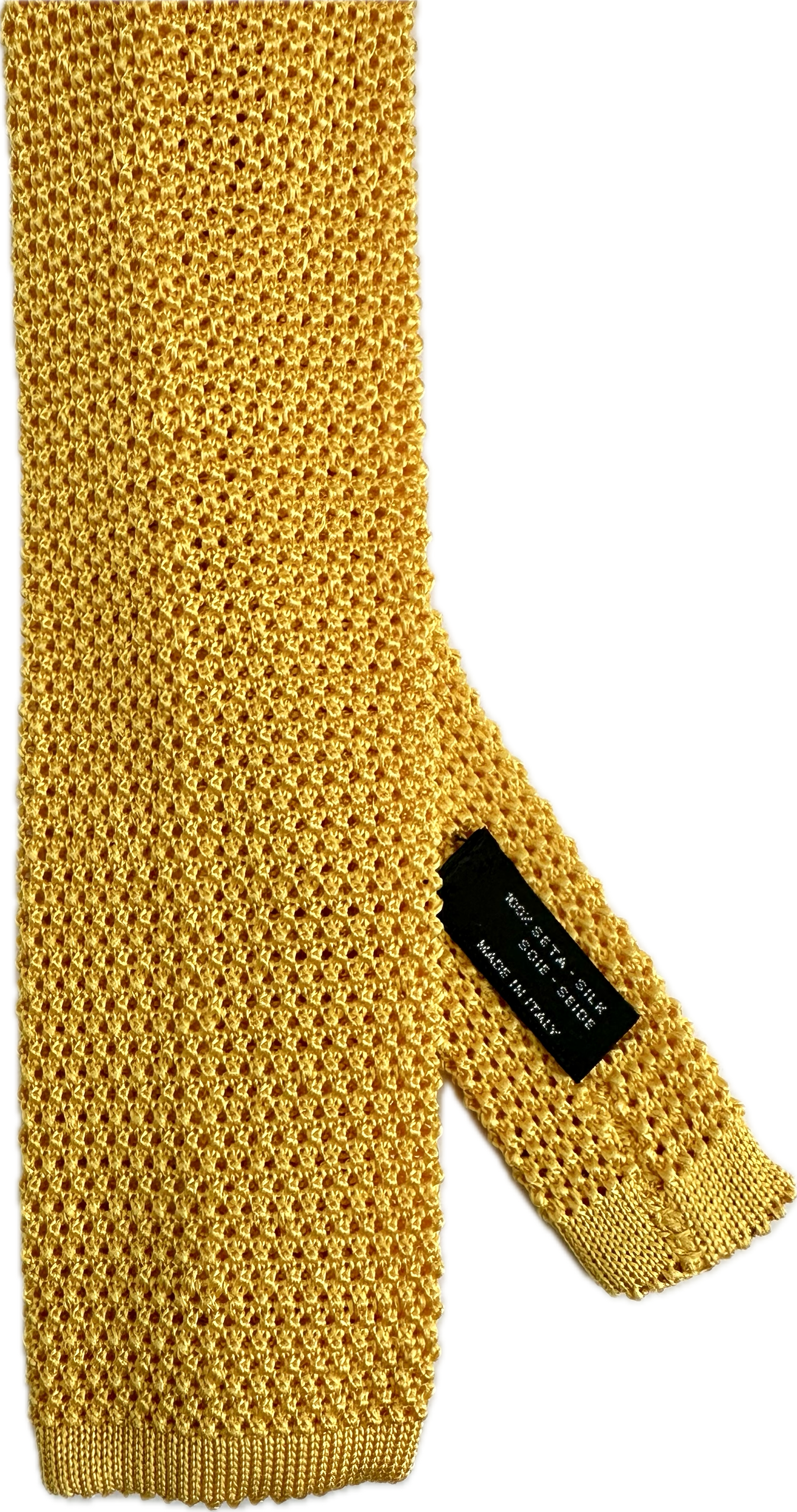 Cravatta in maglia di seta gialla Monsieur