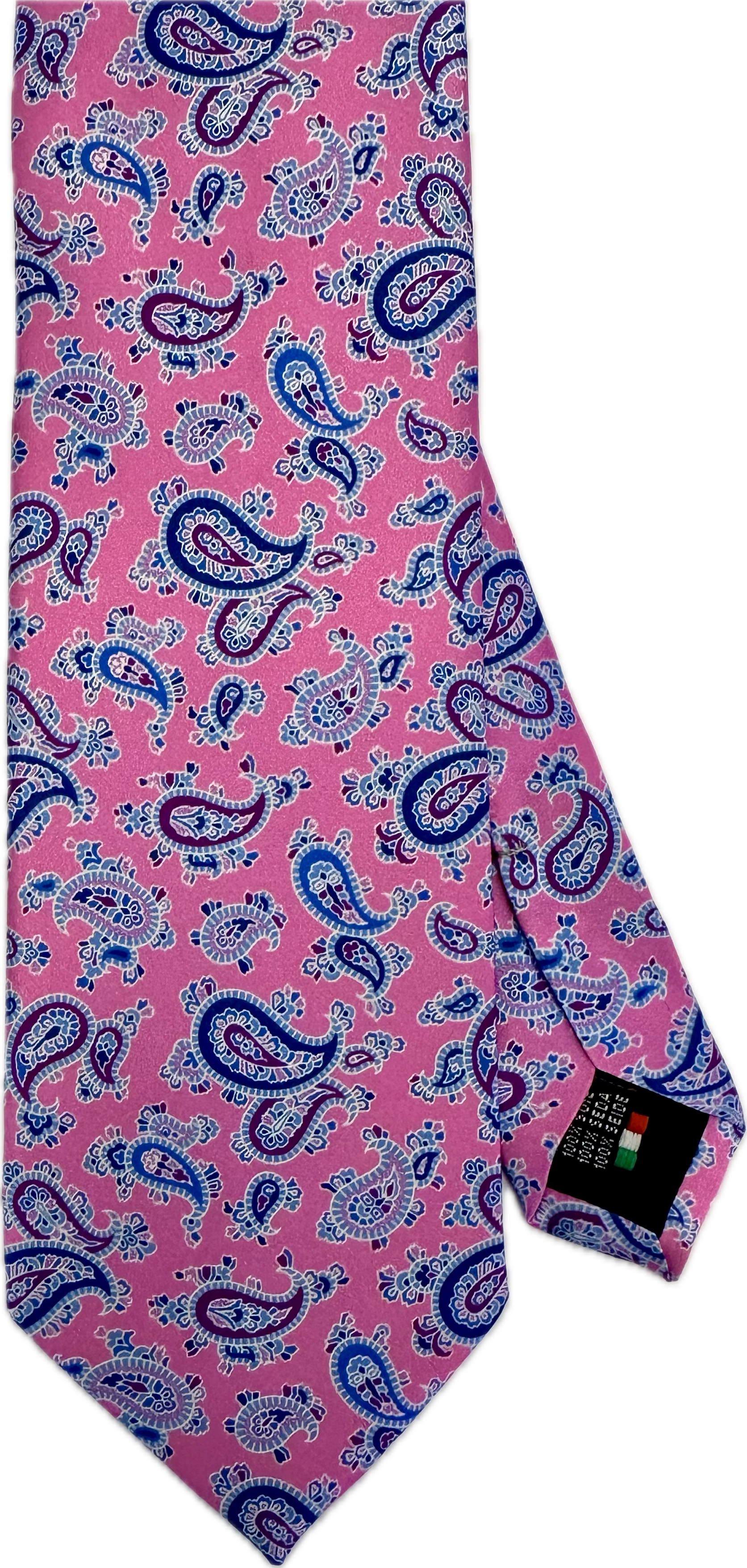 Cravatta seta fantasia paisley rosa Monsieur