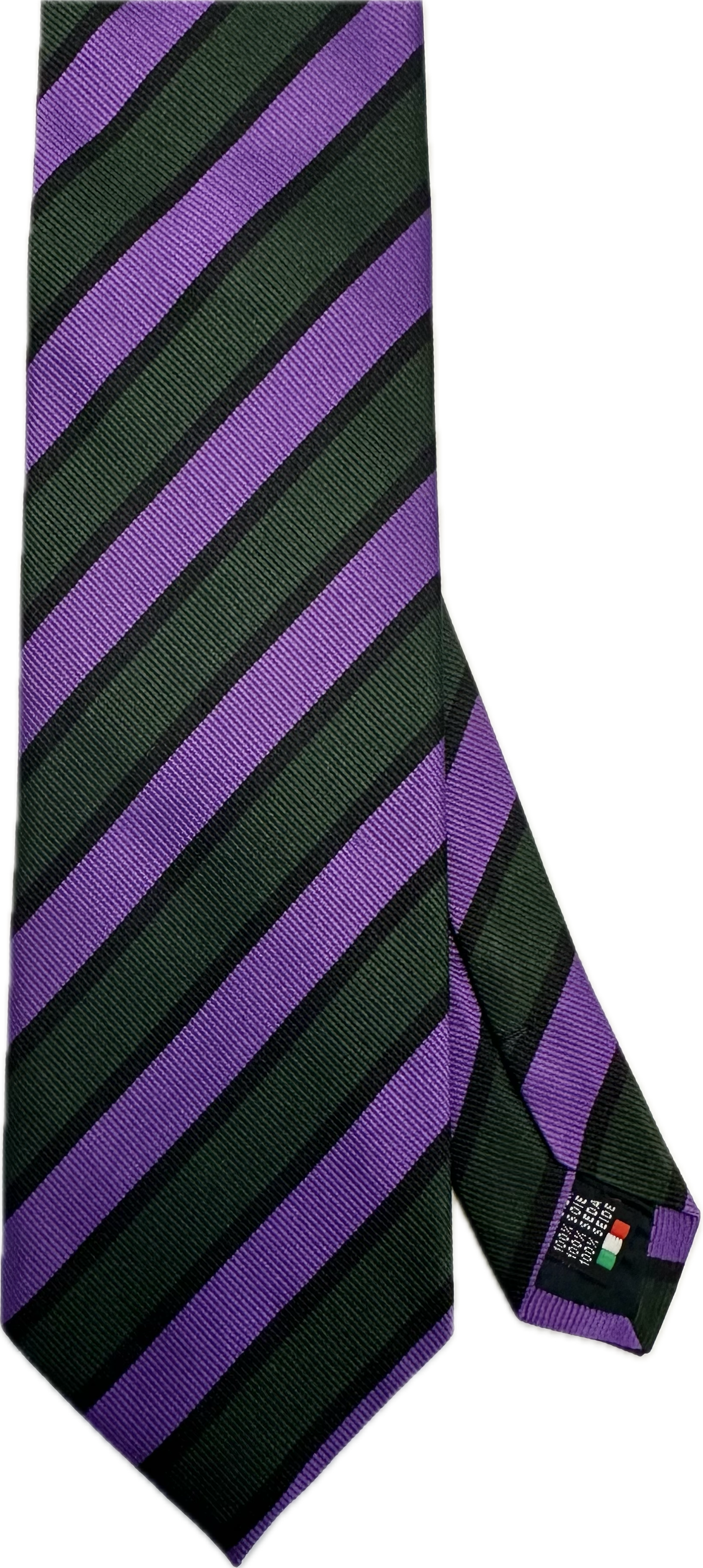 Cravatta seta regimental verde viola Monsieur