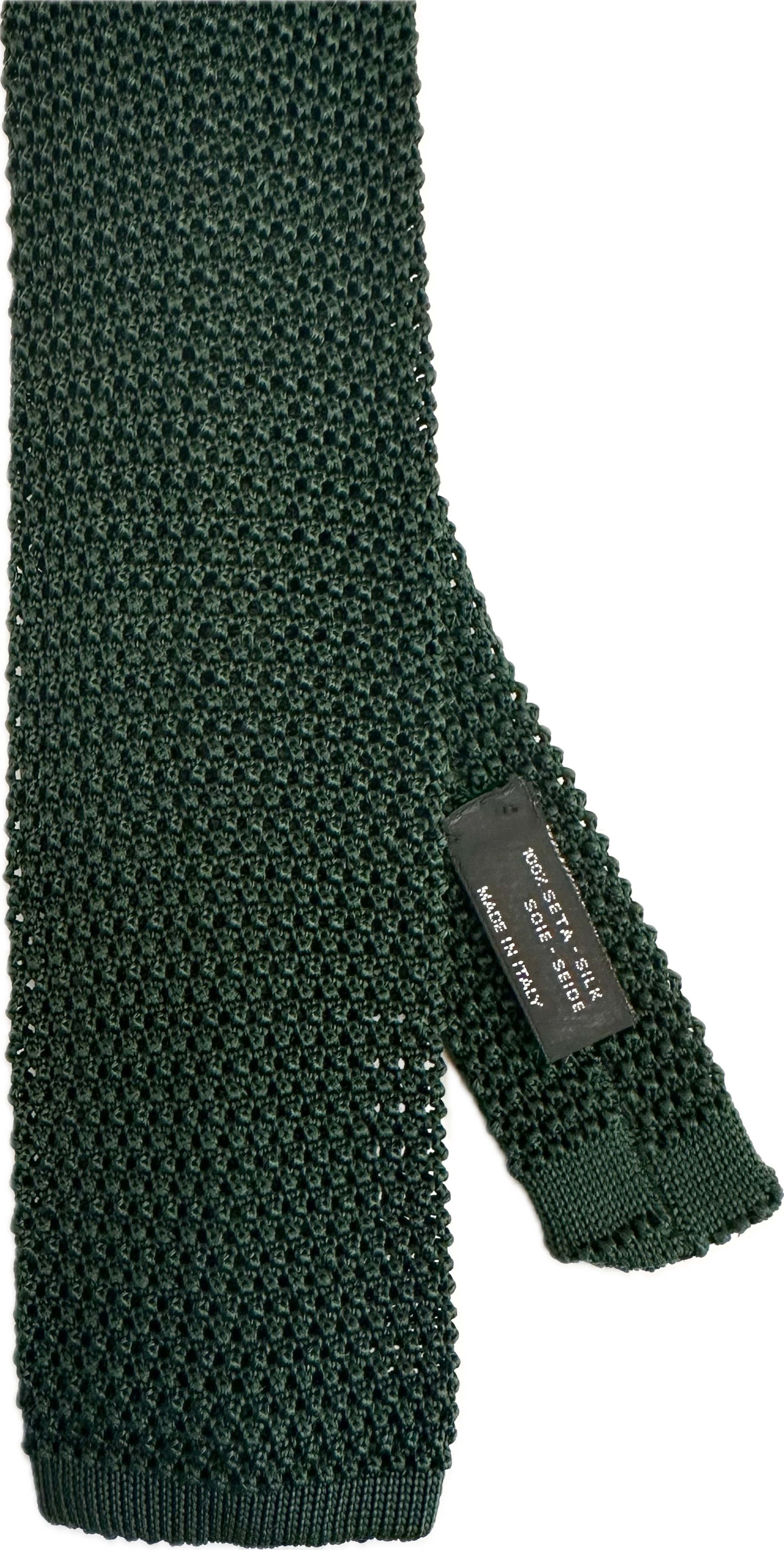 Cravatta in maglia di seta verde bottiglia Monsieur
