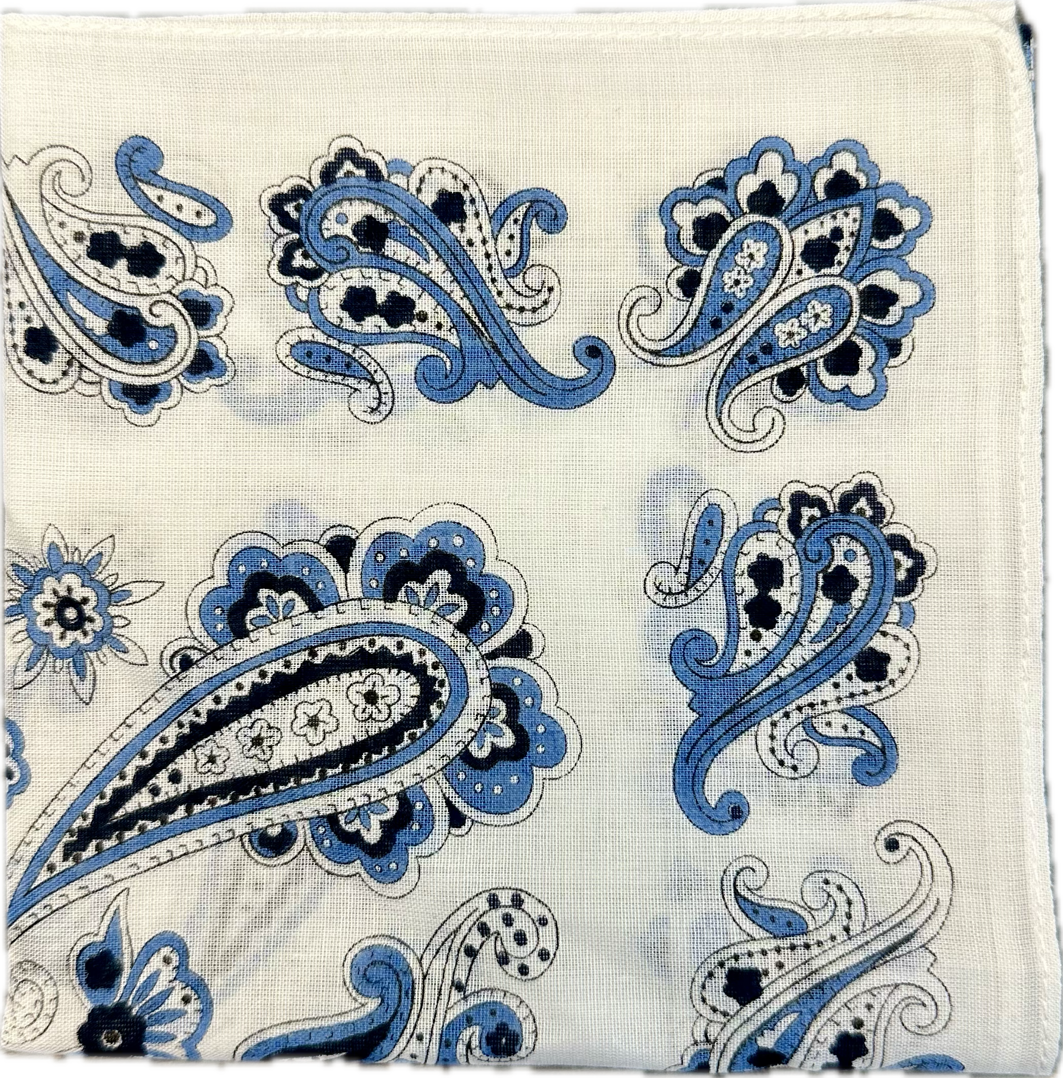 Fazzoletto bandana cotone fantasia paisley bianco Monsieur