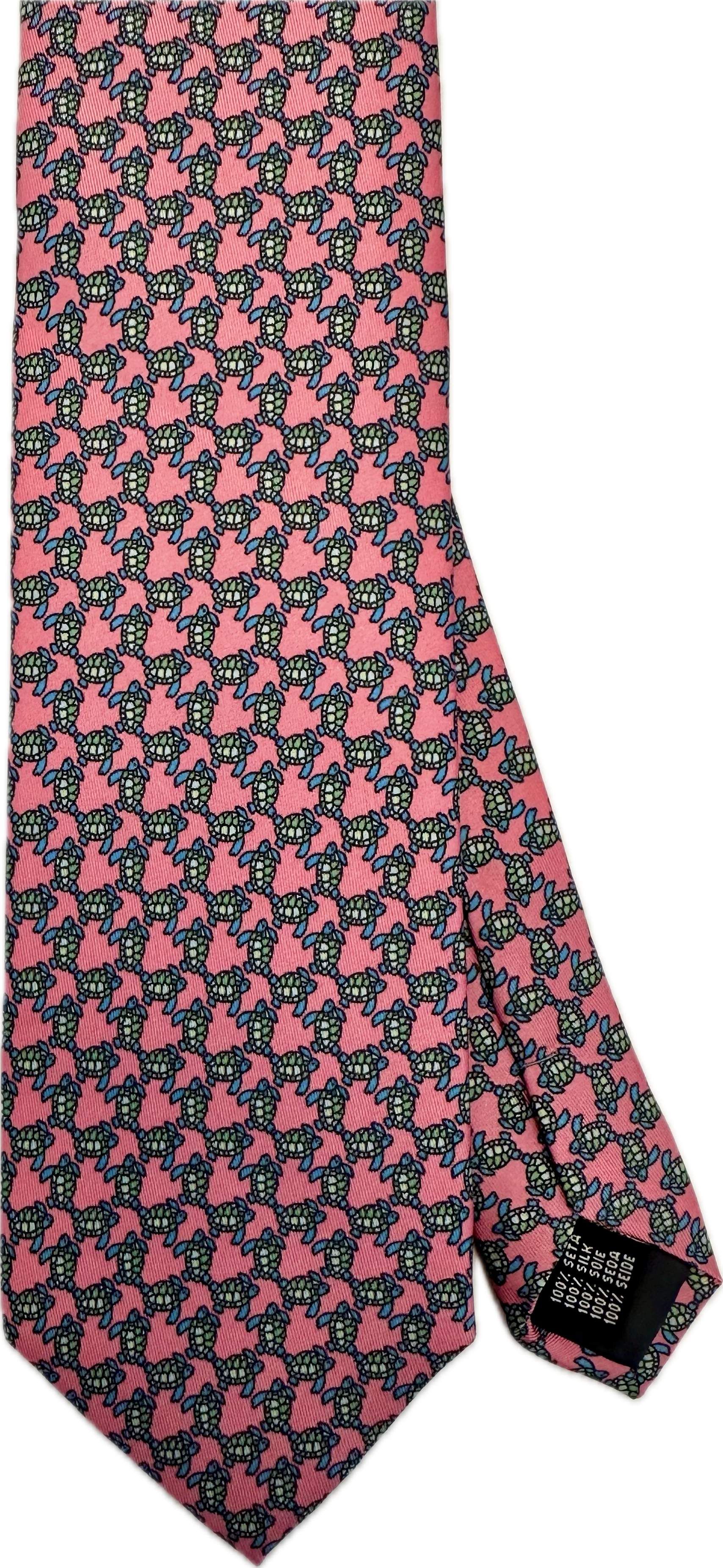 Cravatta seta fantasia tartarughe rosa Monsieur