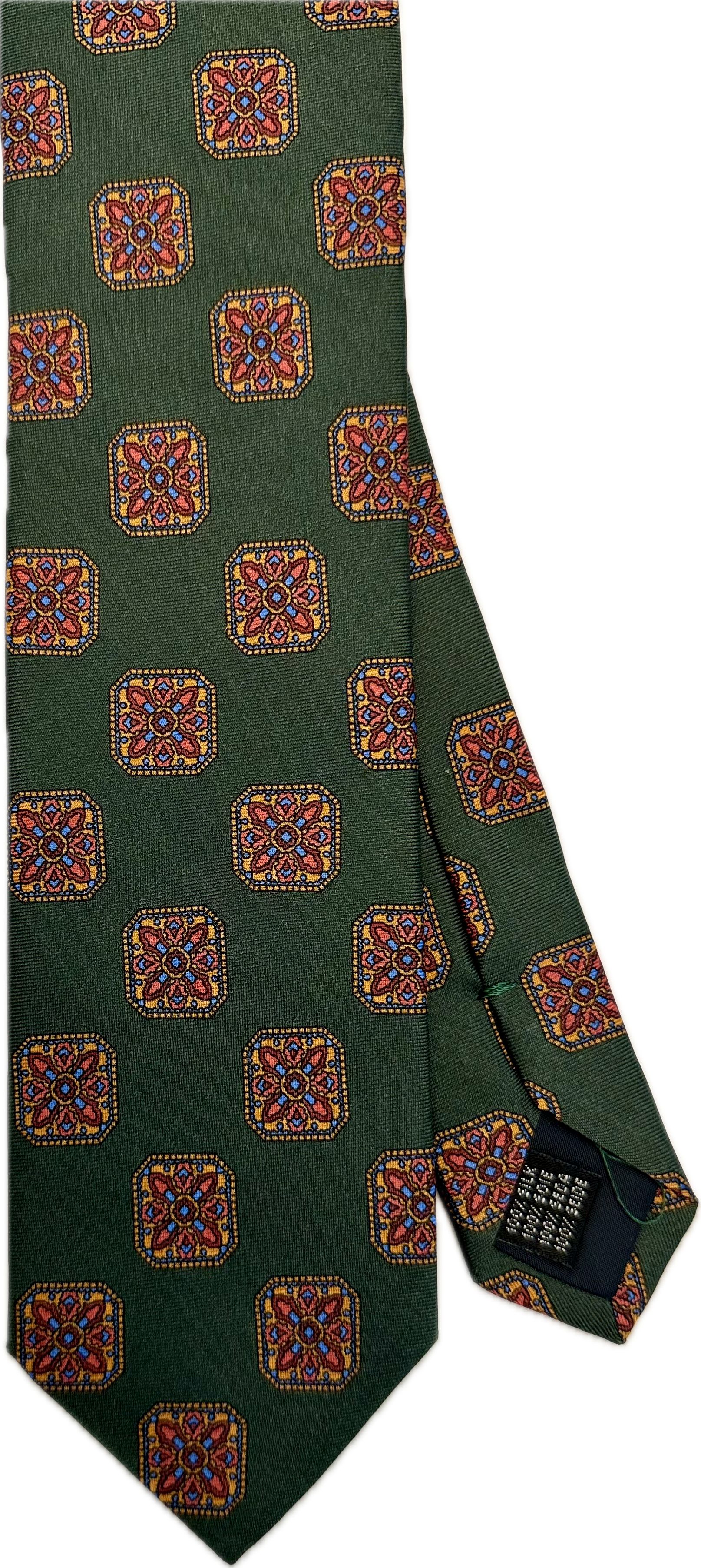 Cravatta seta fantasia medaglioni verde Monsieur