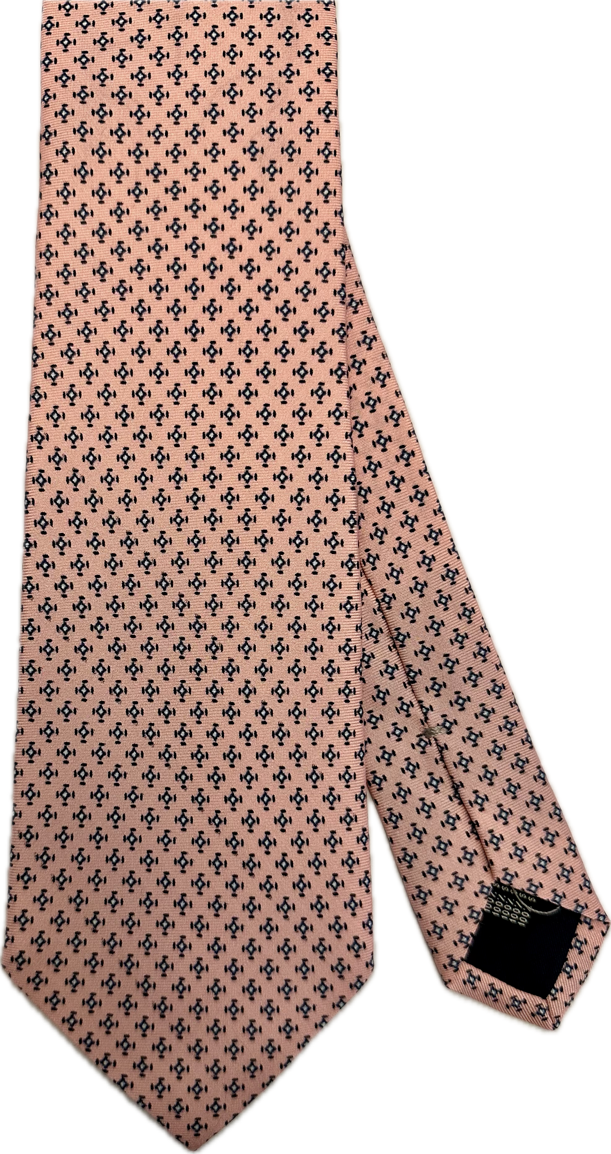 Cravatta seta micro disegno rosa Monsieur