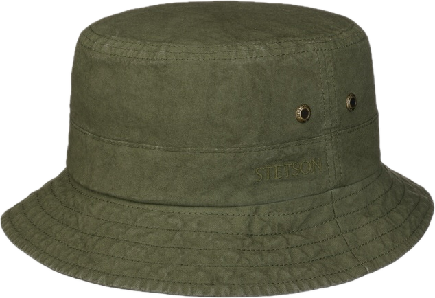 Cappello bucket cotone delavè verde oliva Stetson
