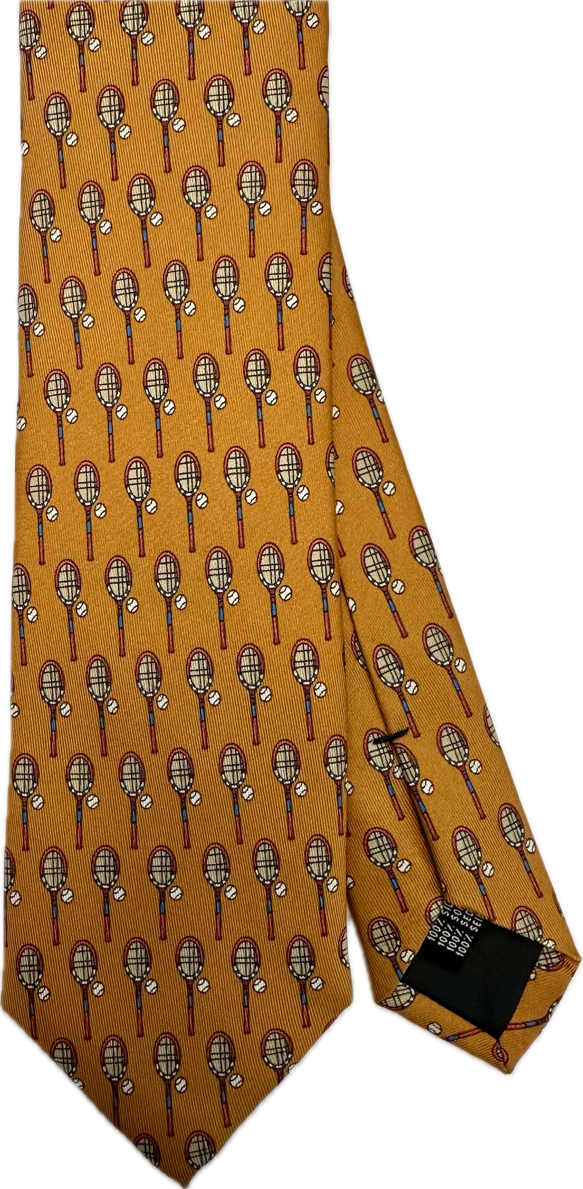 Cravatta seta fantasia racchette arancione Monsieur