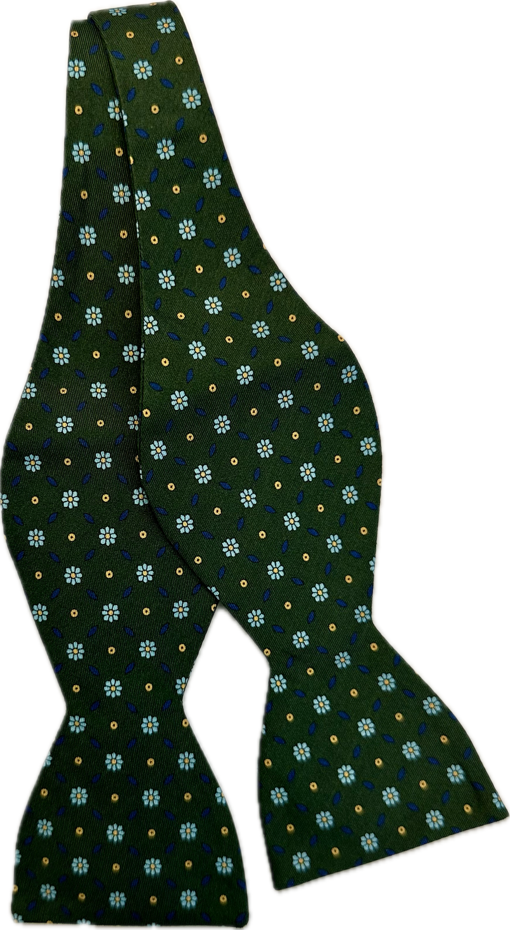 Self bow tie seta disegno fiorellino verde Monsieur