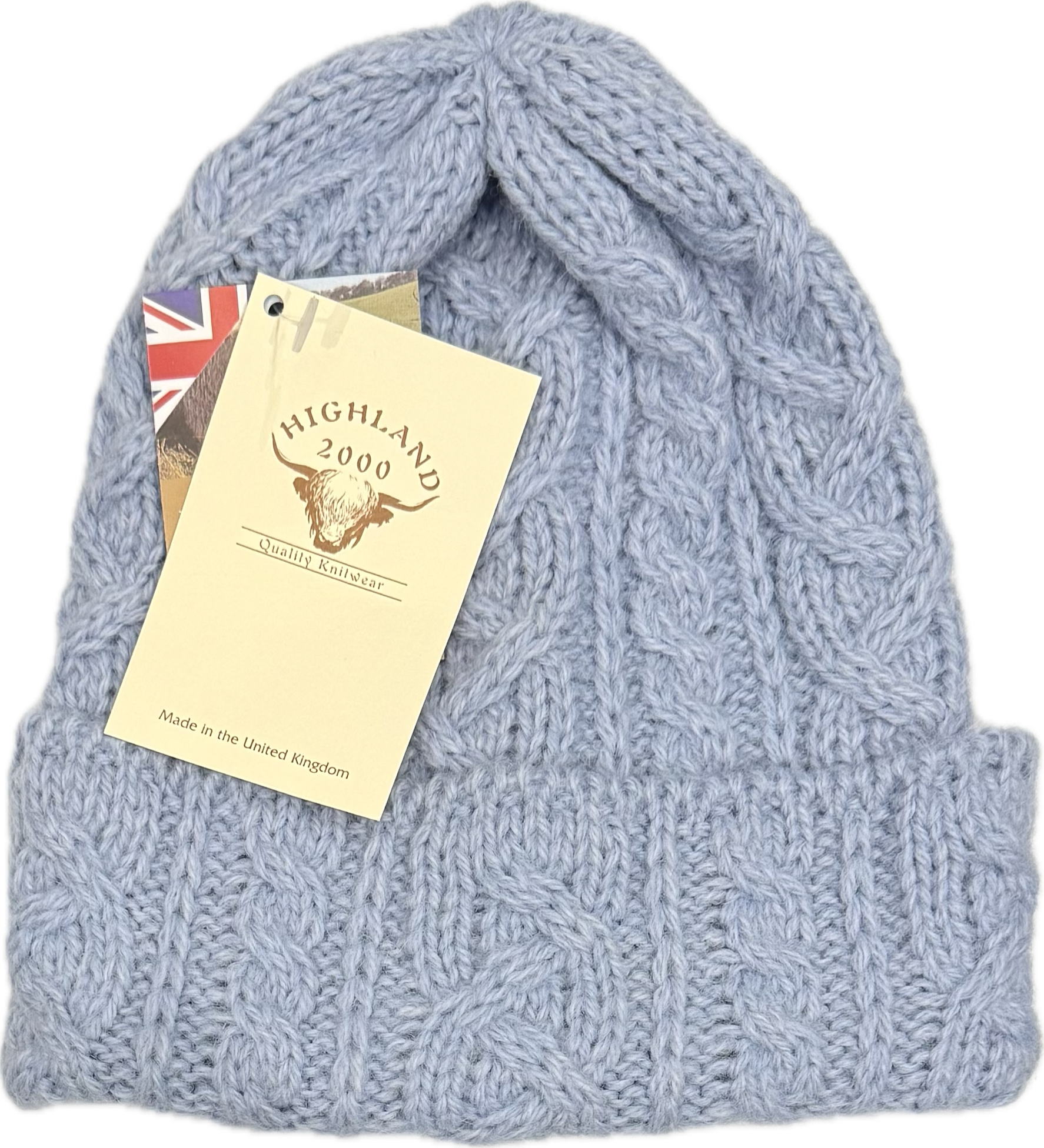 Cuffia treccia alpaca celeste Highland2000