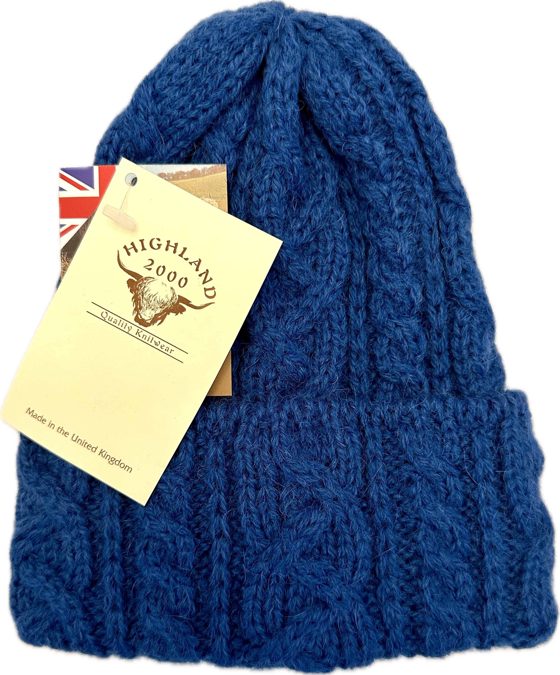 Cuffia treccia alpaca cobalto Highland2000