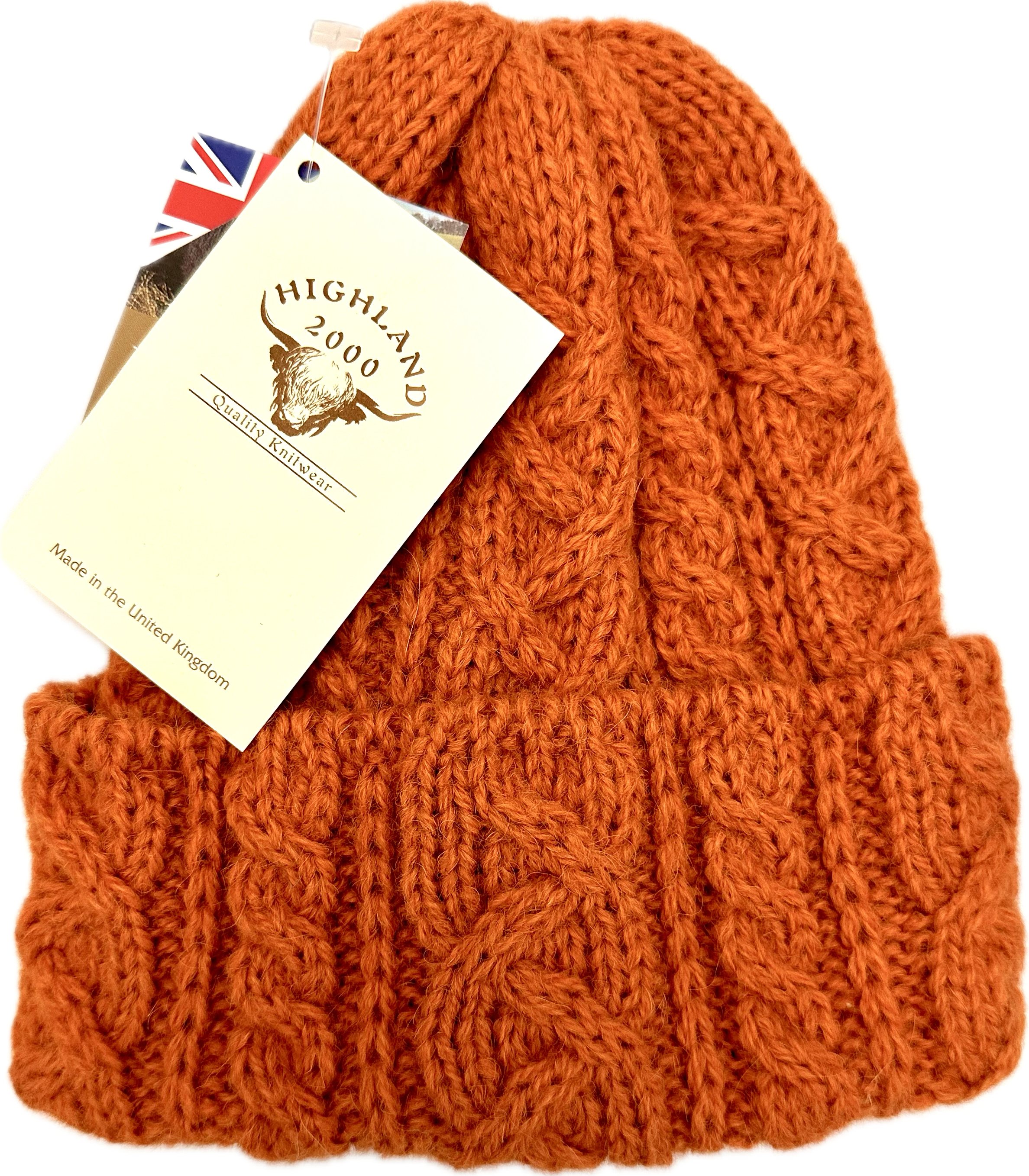 Cuffia treccia alpaca arancione Highland2000
