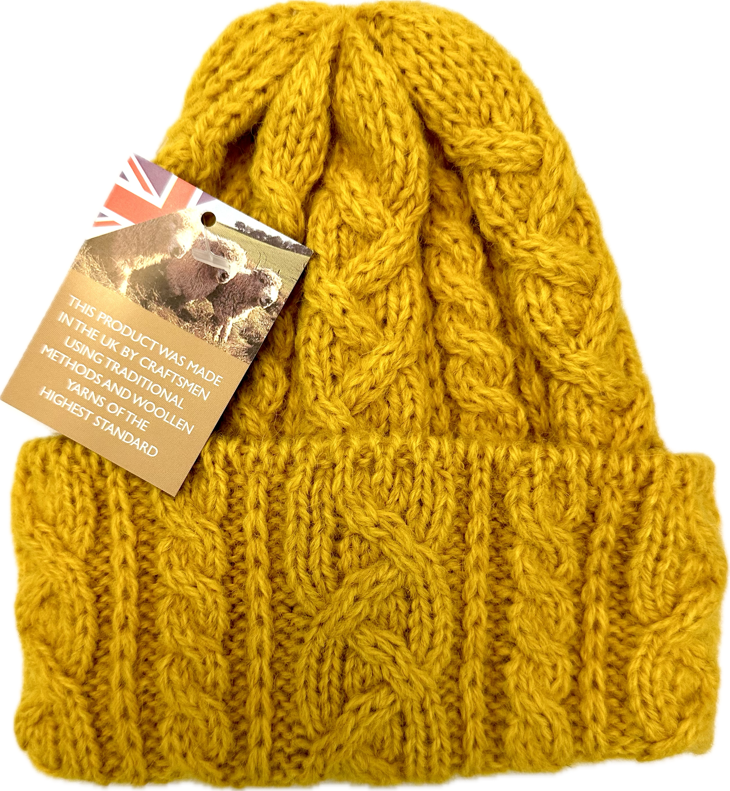 Cuffia treccia alpaca gialla Highland2000