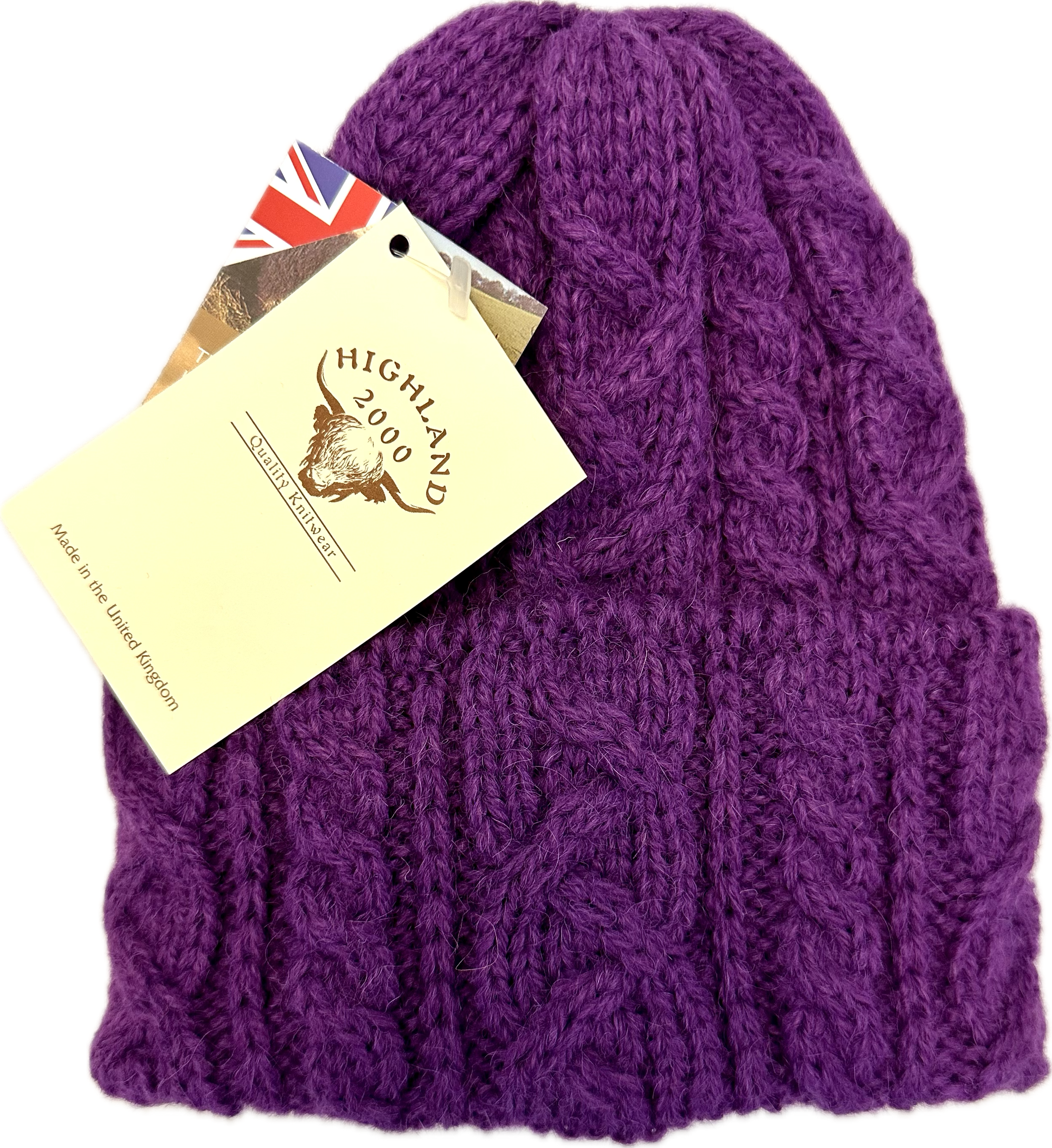 Cuffia treccia alpaca viola Highland2000