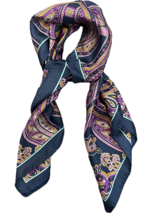 Sciarpa bandana seta navy fantasia paisley Monsieur