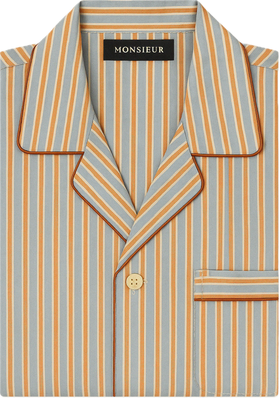 Pigiama corto cotone rigato arancione bianco azzurro Monsieur