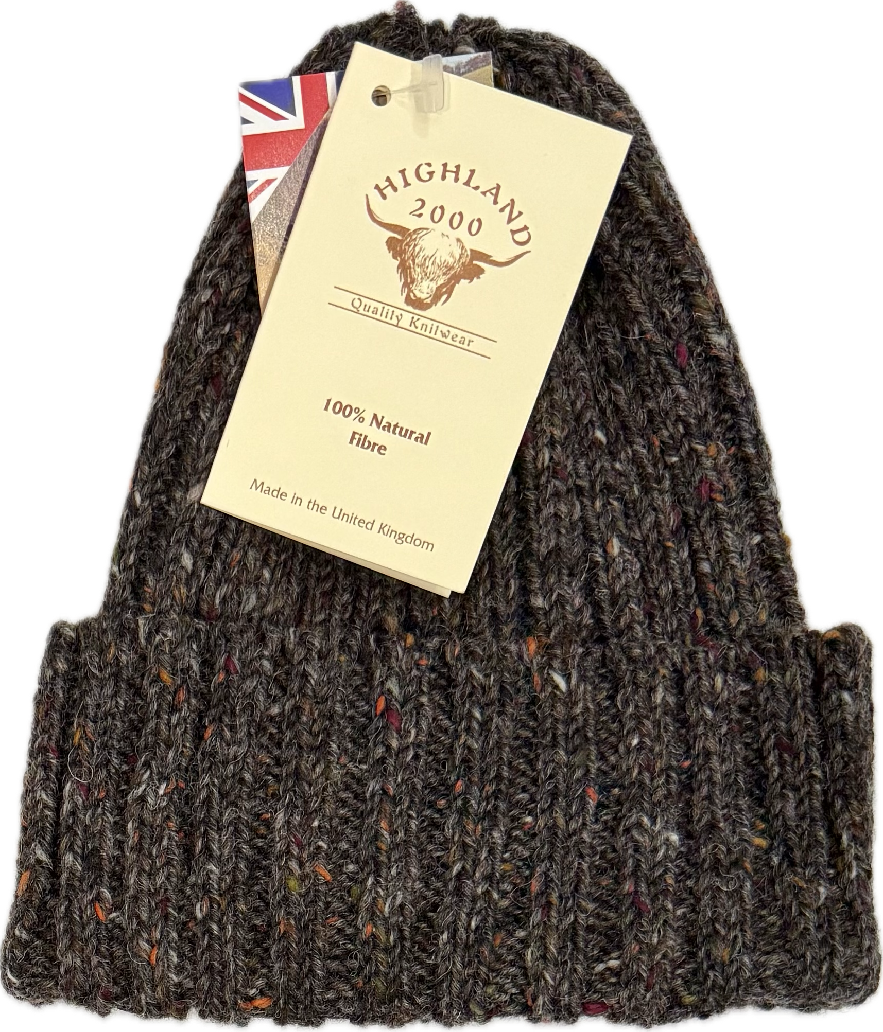 Cuffia coste donegal lana cioccolato Highland2000