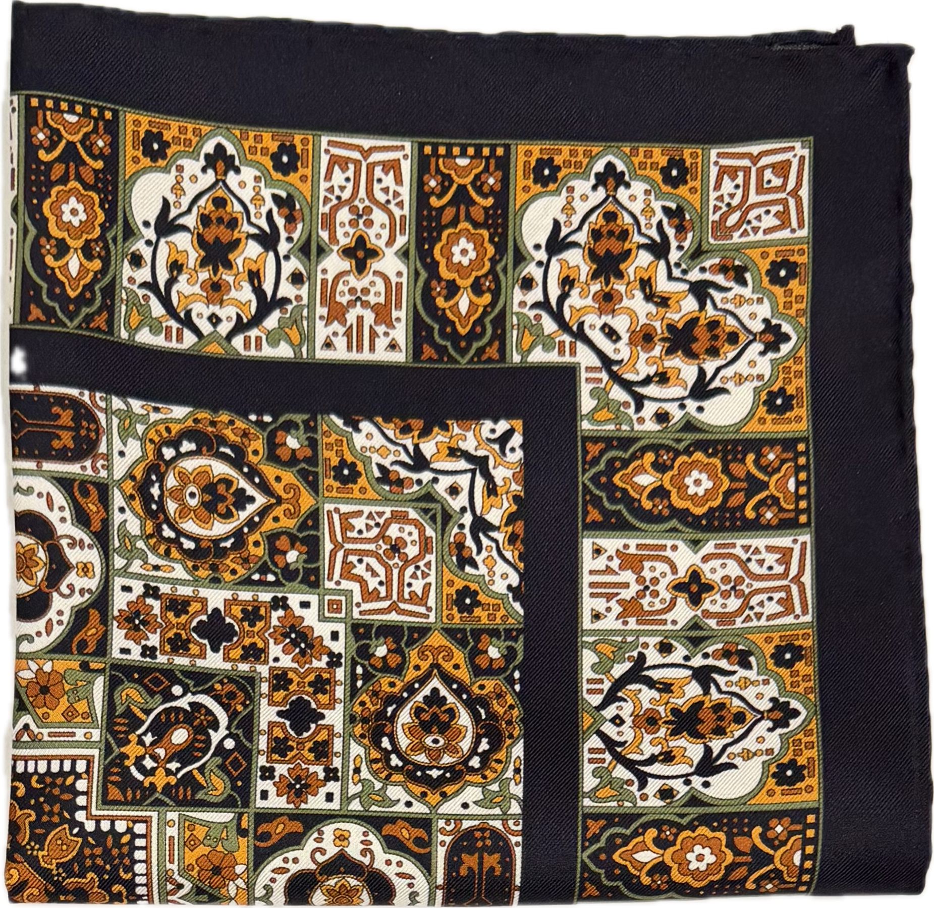 Pocket square seta fantasia decò navy bianca ruggine Monsieur