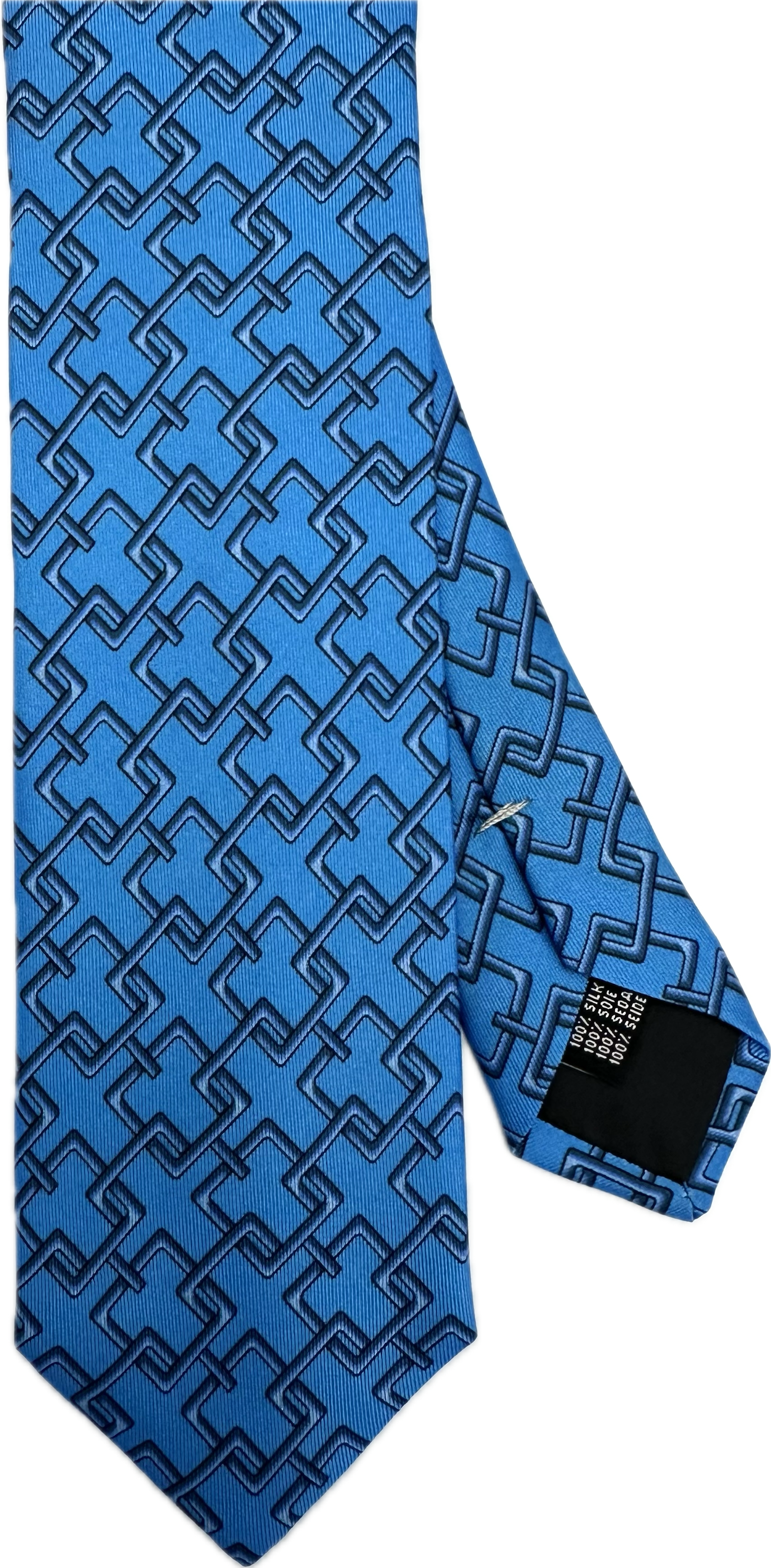 Cravatta seta fantasia catena royal blue Monsieur