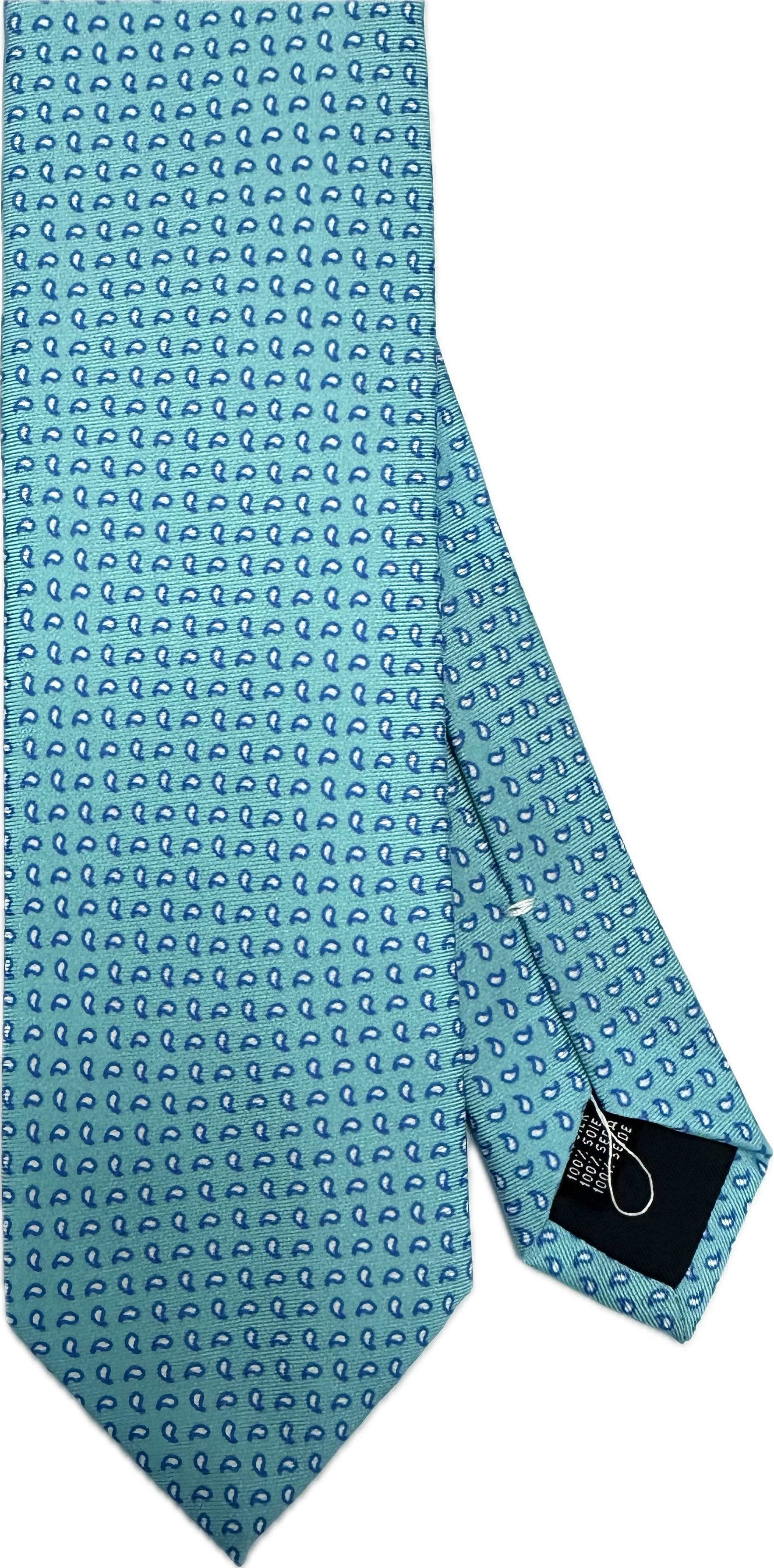Cravatta seta fantasia mini paisley turchese Monsieur