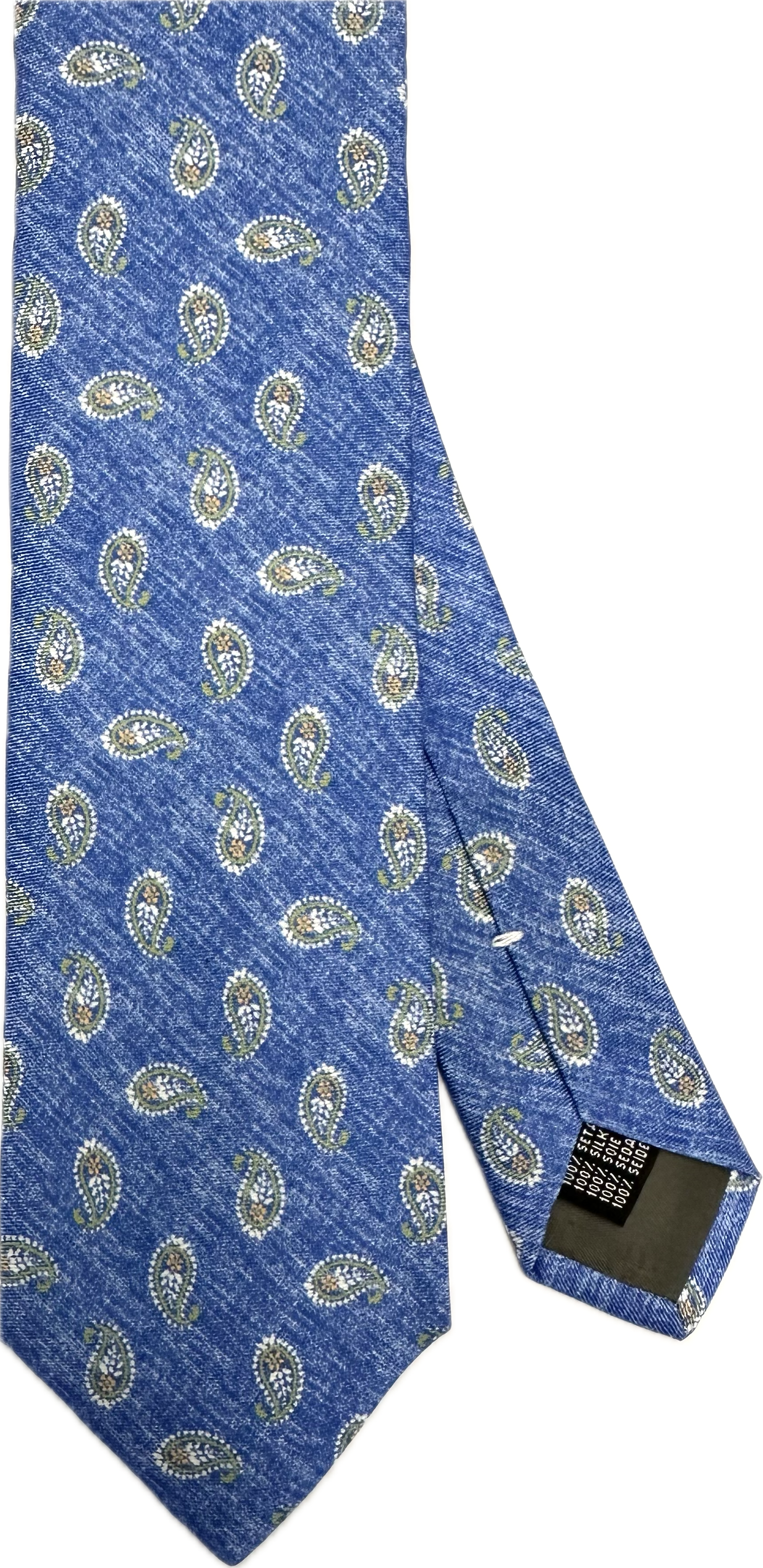 Cravatta seta fantasia new paisley celeste Monsieur