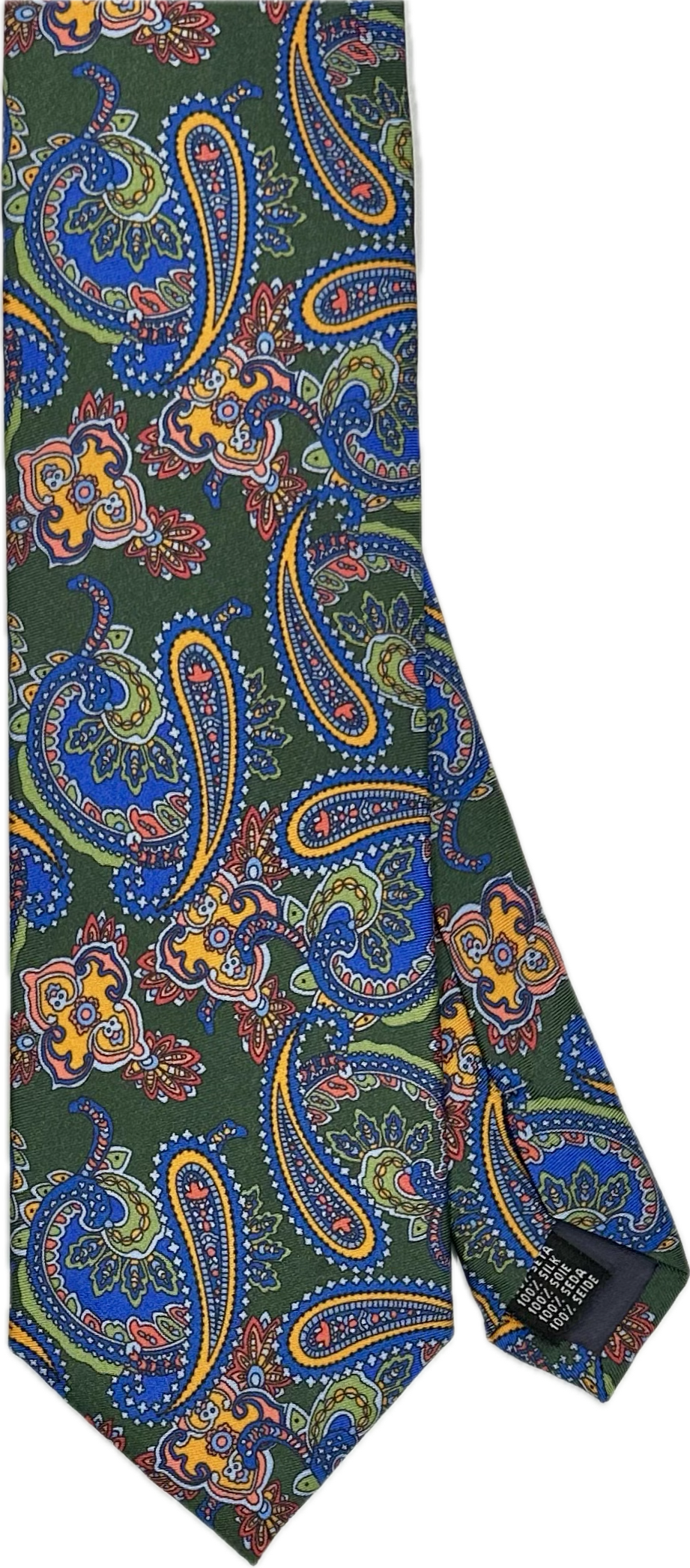 Cravatta seta fantasia big paisley verde Monsieur
