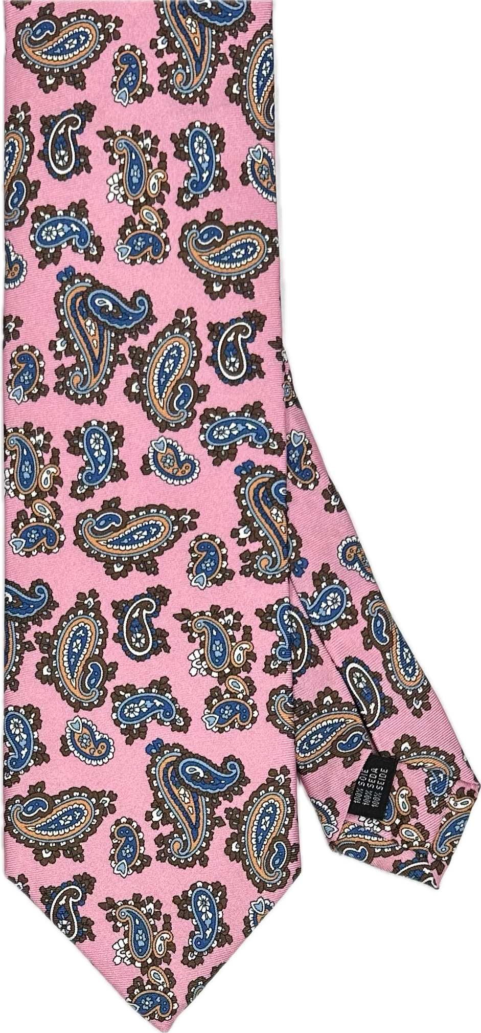 Cravatta seta fantasia paisley rosa Monsieur