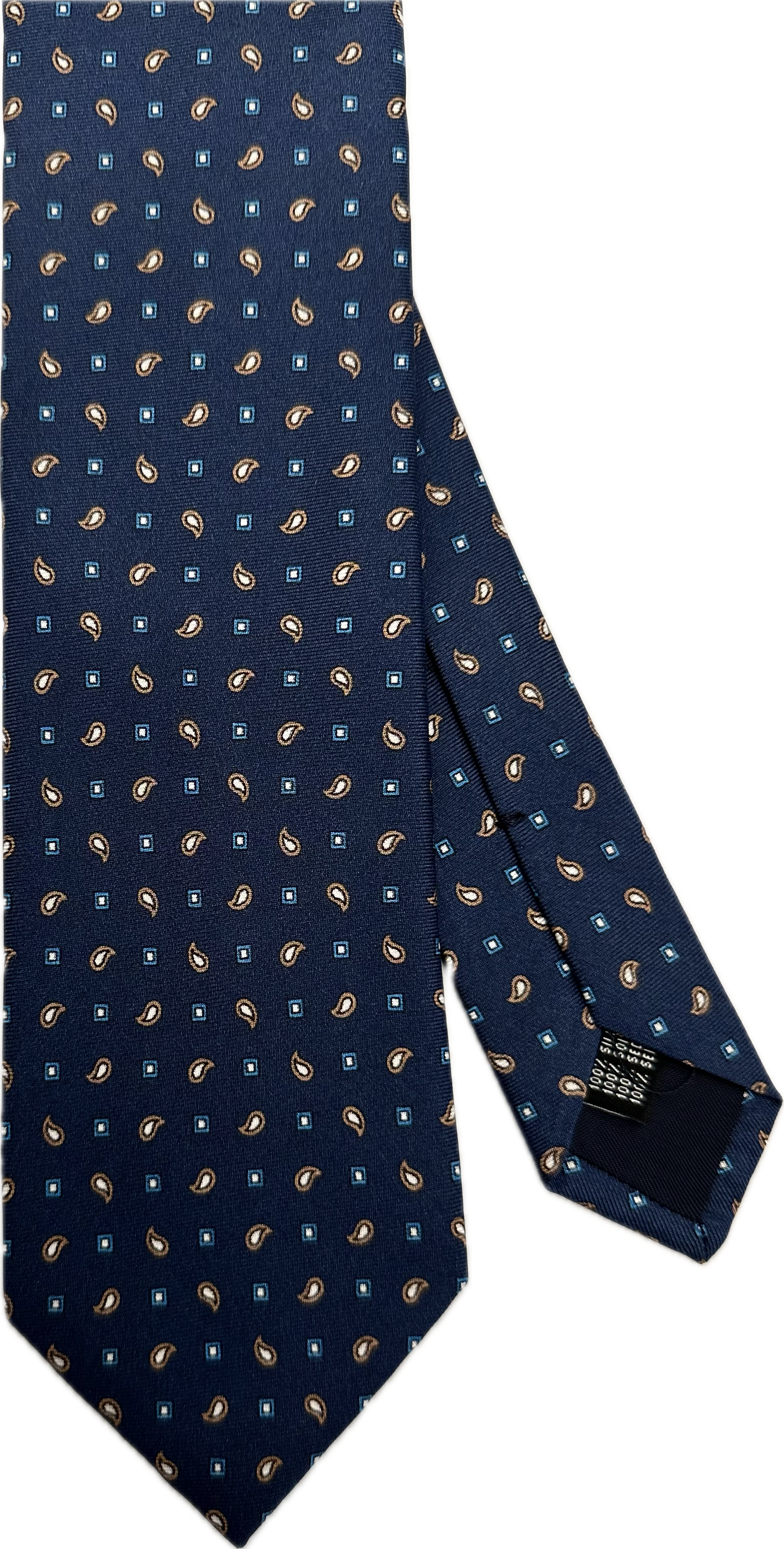 Cravatta seta micro fantasia blu Monsieur