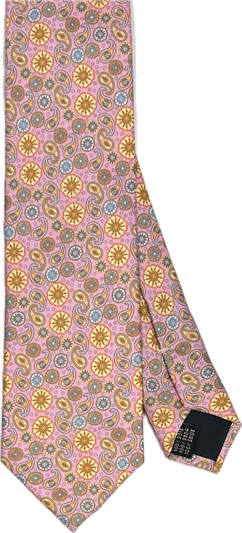 Cravatta seta fantasia new paisley rosa Monsieur