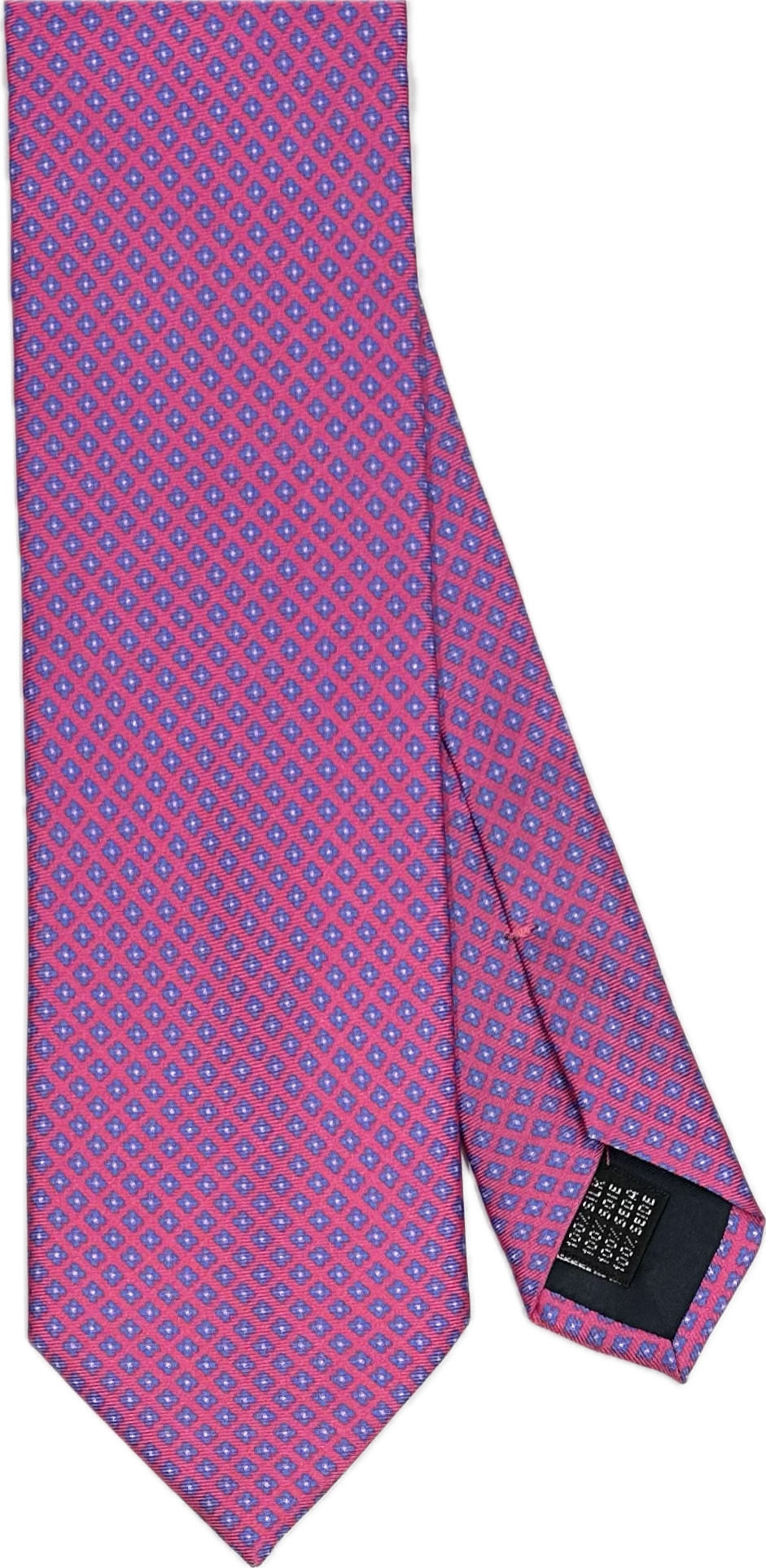 Cravatta seta fantasia micro rombi fucsia Monsieur