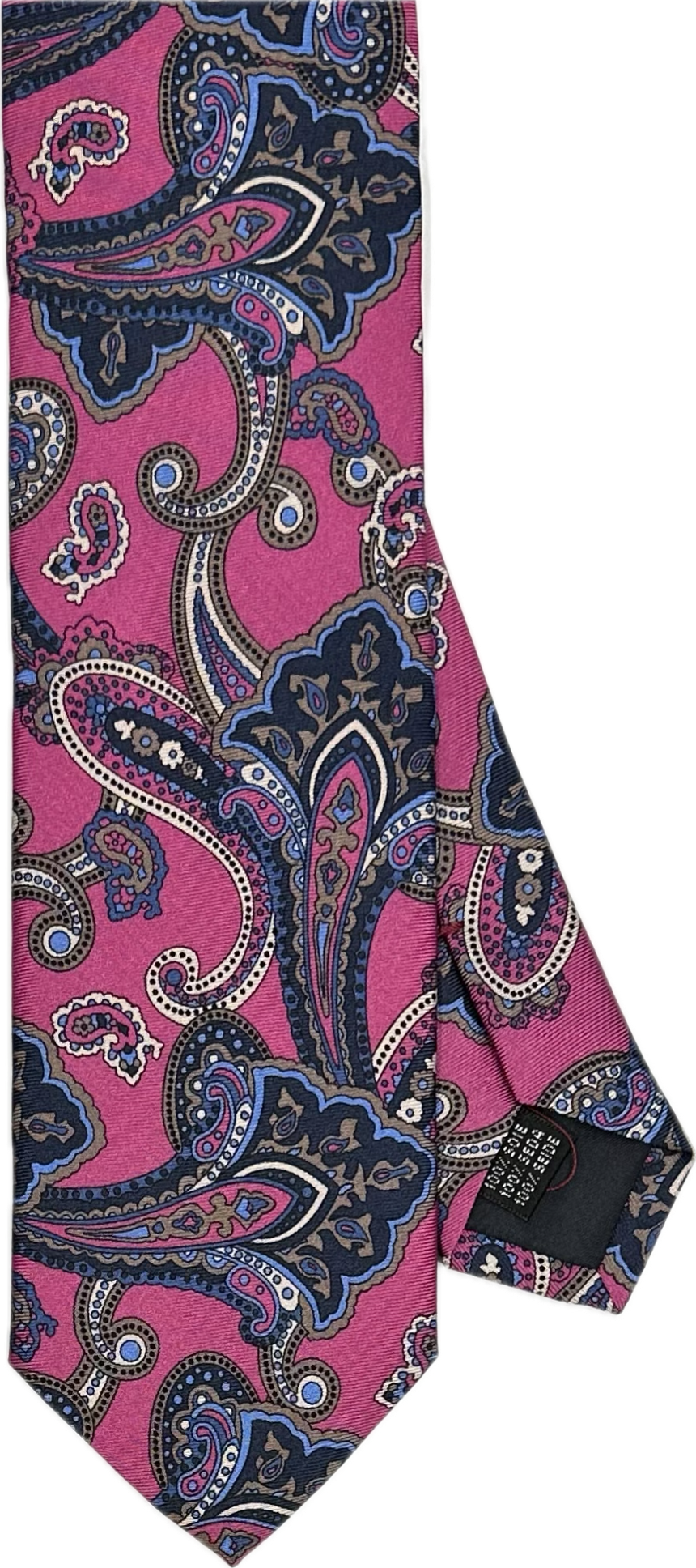 Cravatta seta fantasia big paisley rosa Monsieur