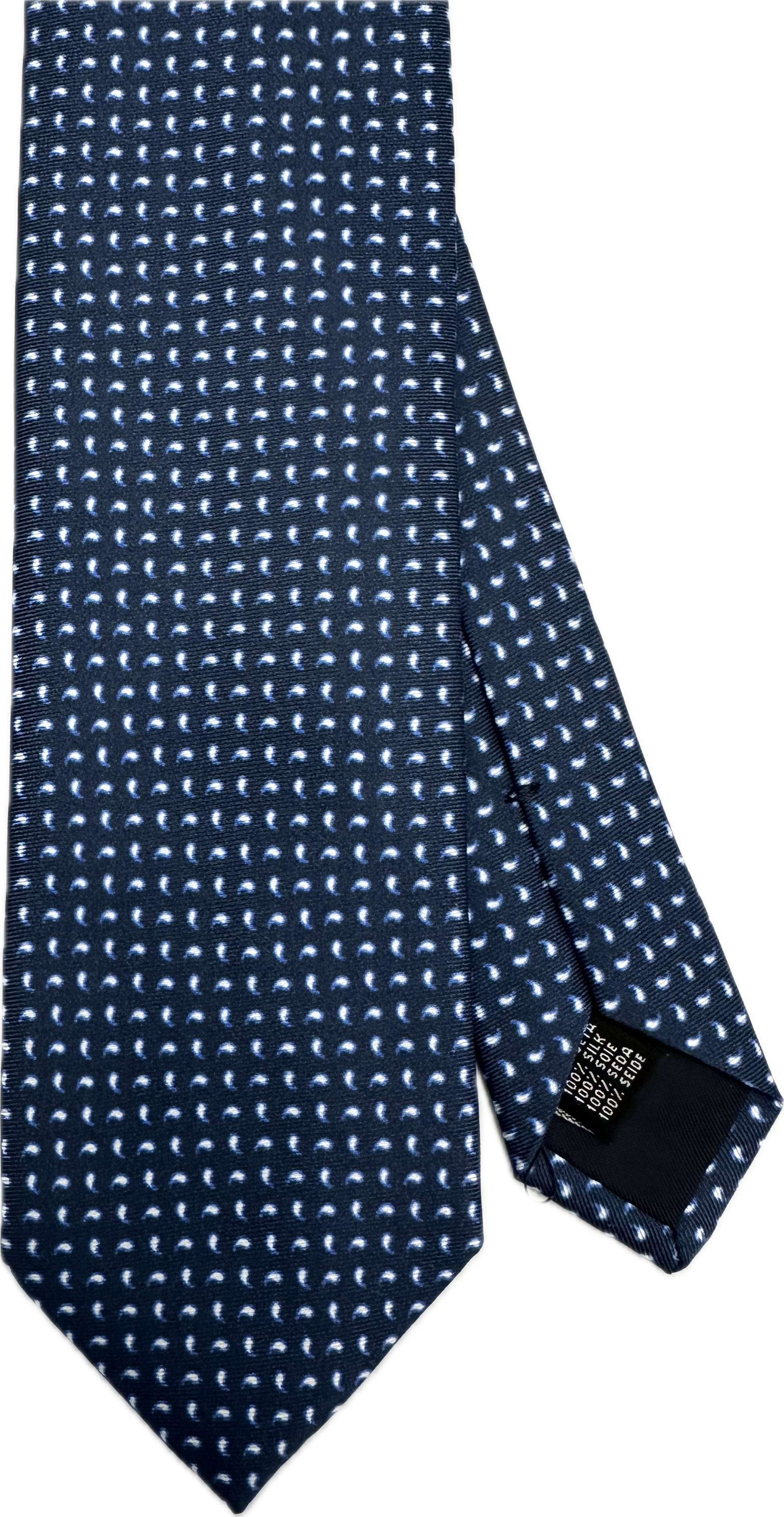 Cravatta seta fantasia mini paisley blu Monsieur