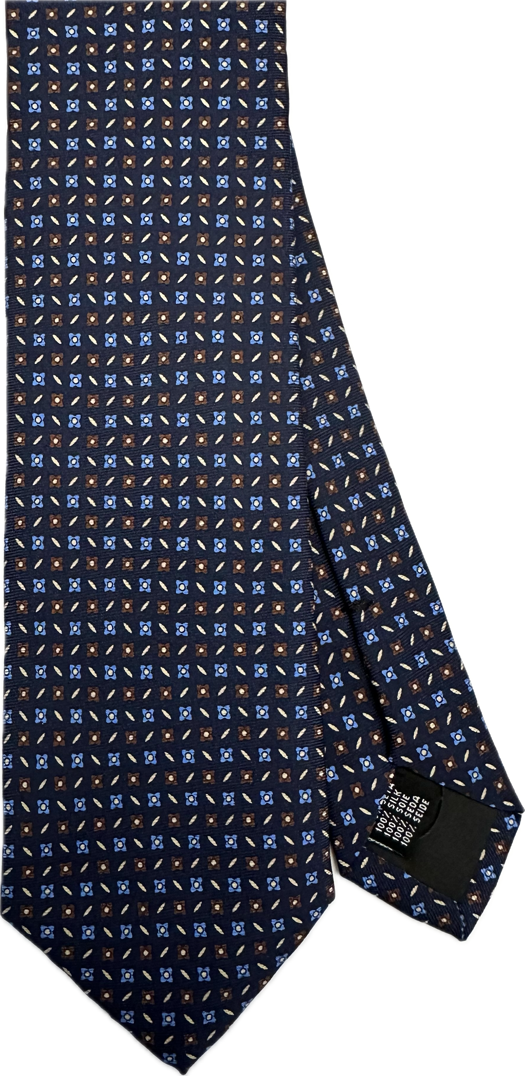 Cravatta seta micro disegno navy Monsieur
