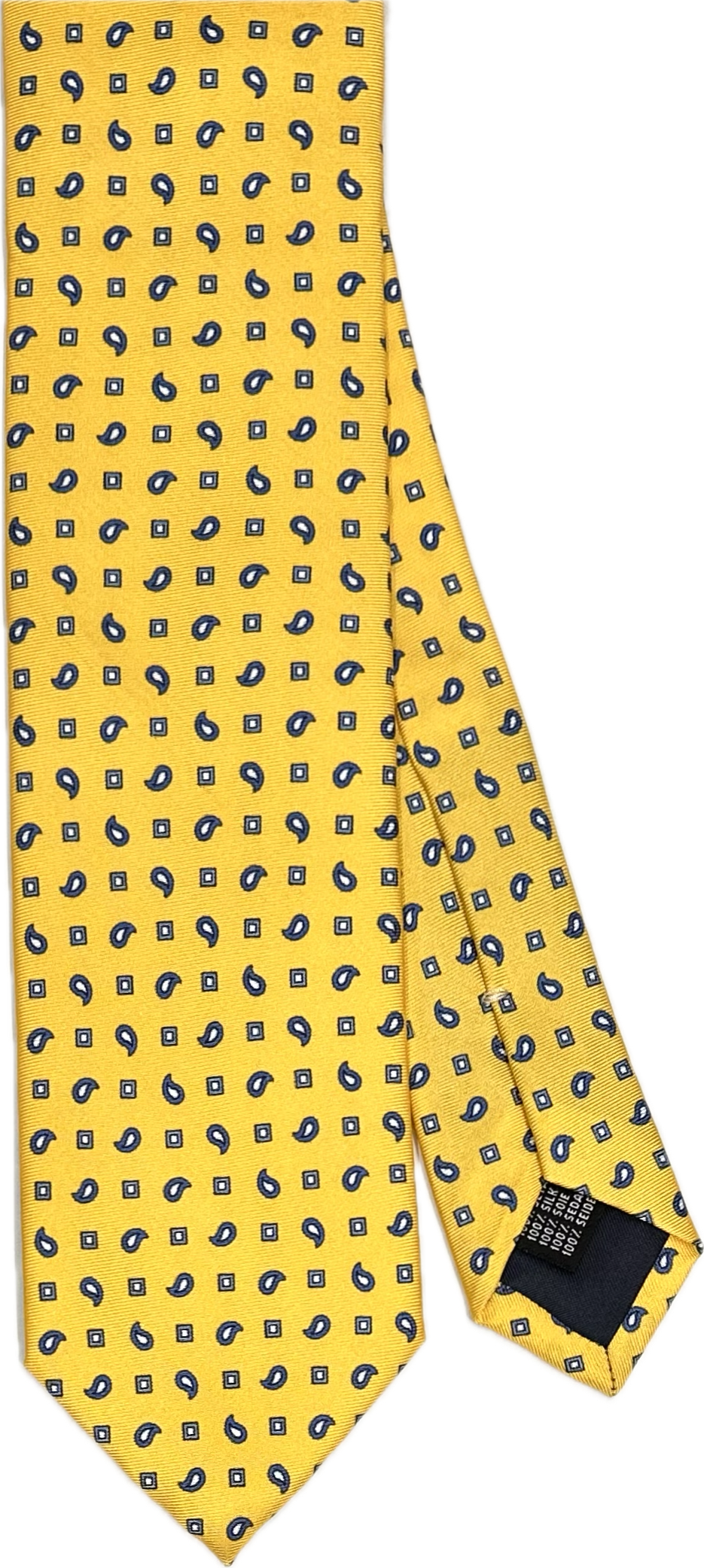 Cravatta seta fantasia micro paisley gialla Monsieur