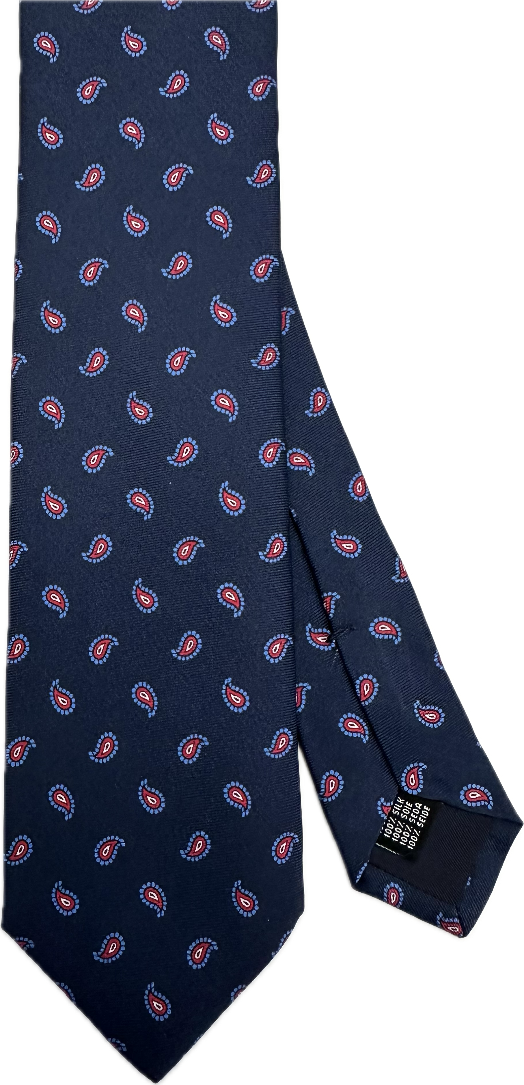 Cravatta seta fantasia goccia blu Monsieur