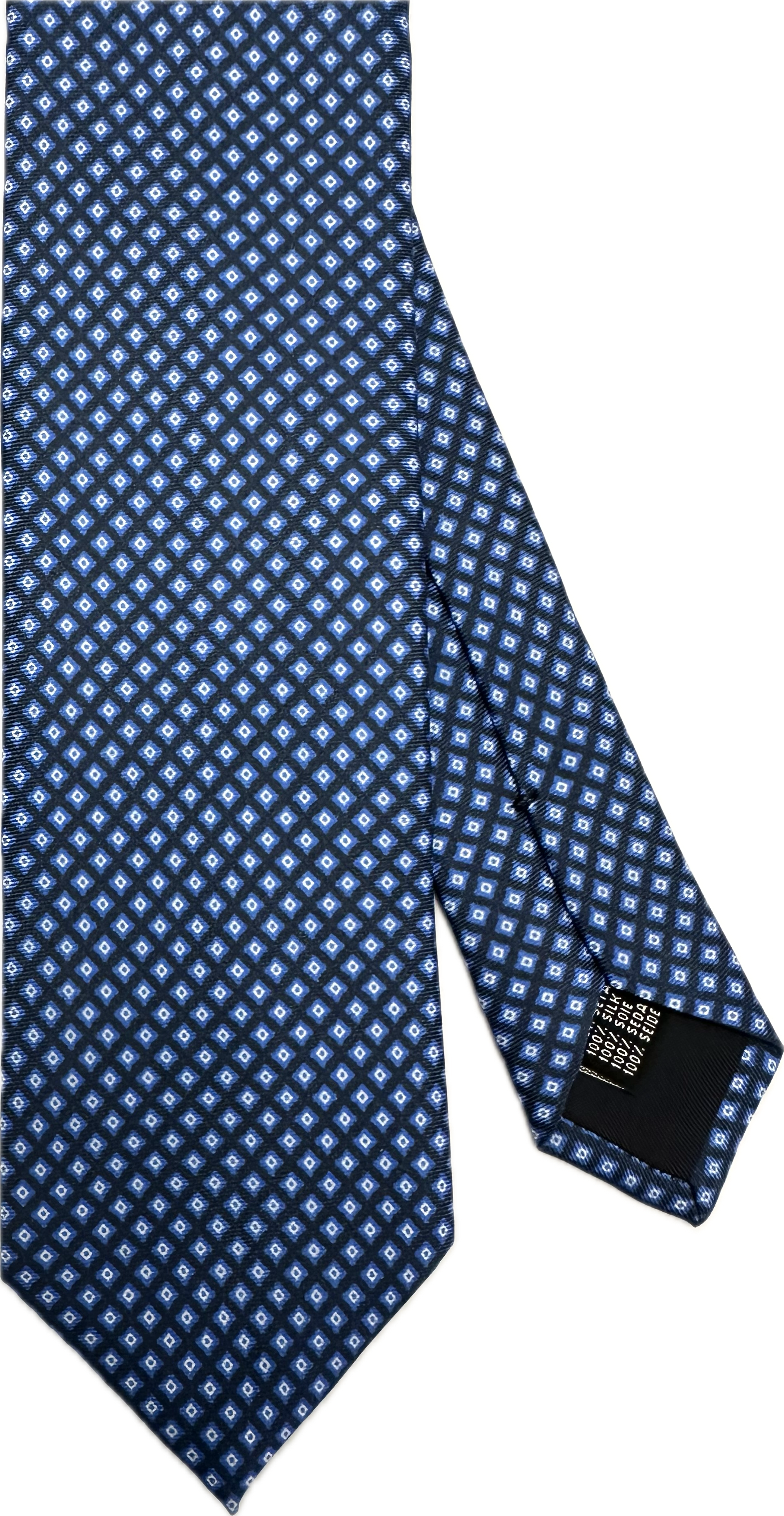 Cravatta seta mini fantasia blu Monsieur