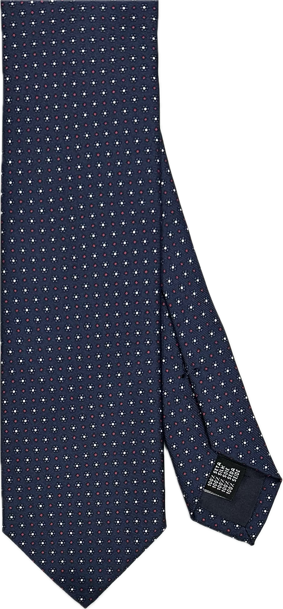 Cravatta seta fantasia micro fiorellino navy Monsieur