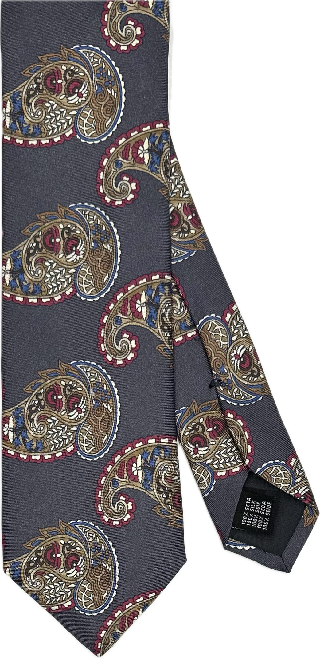 Cravatta seta fantasia big paisley grigia Monsieur