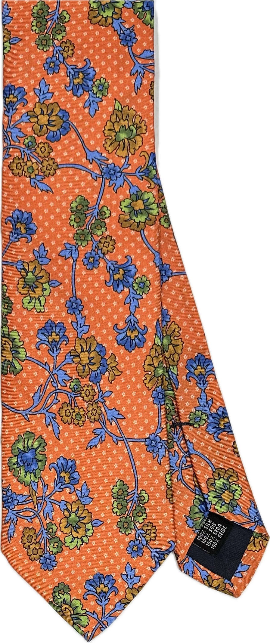 Cravatta seta fantasia flower arancione Monsieur