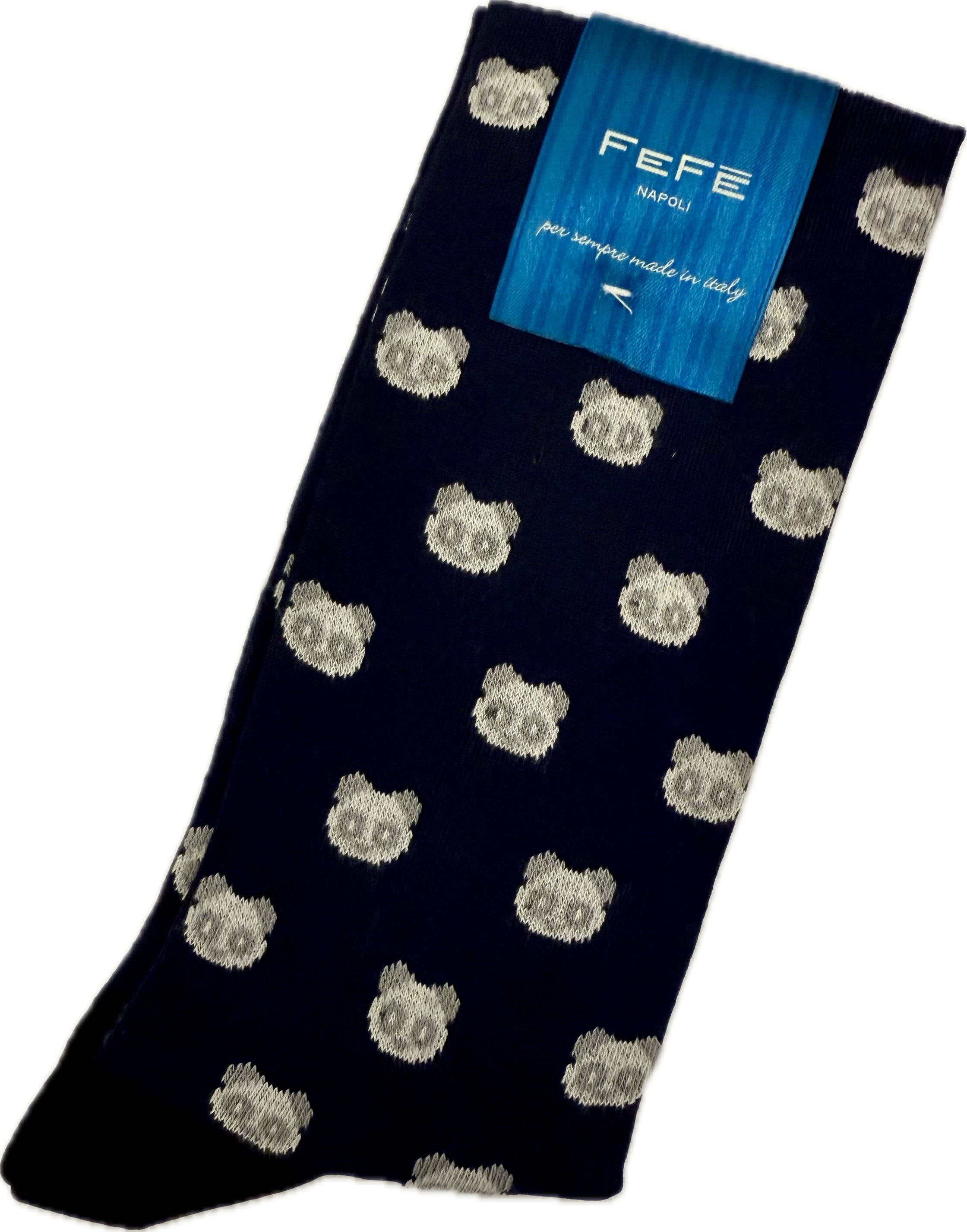 Calze lunghe fantasia panda blu  Fefè