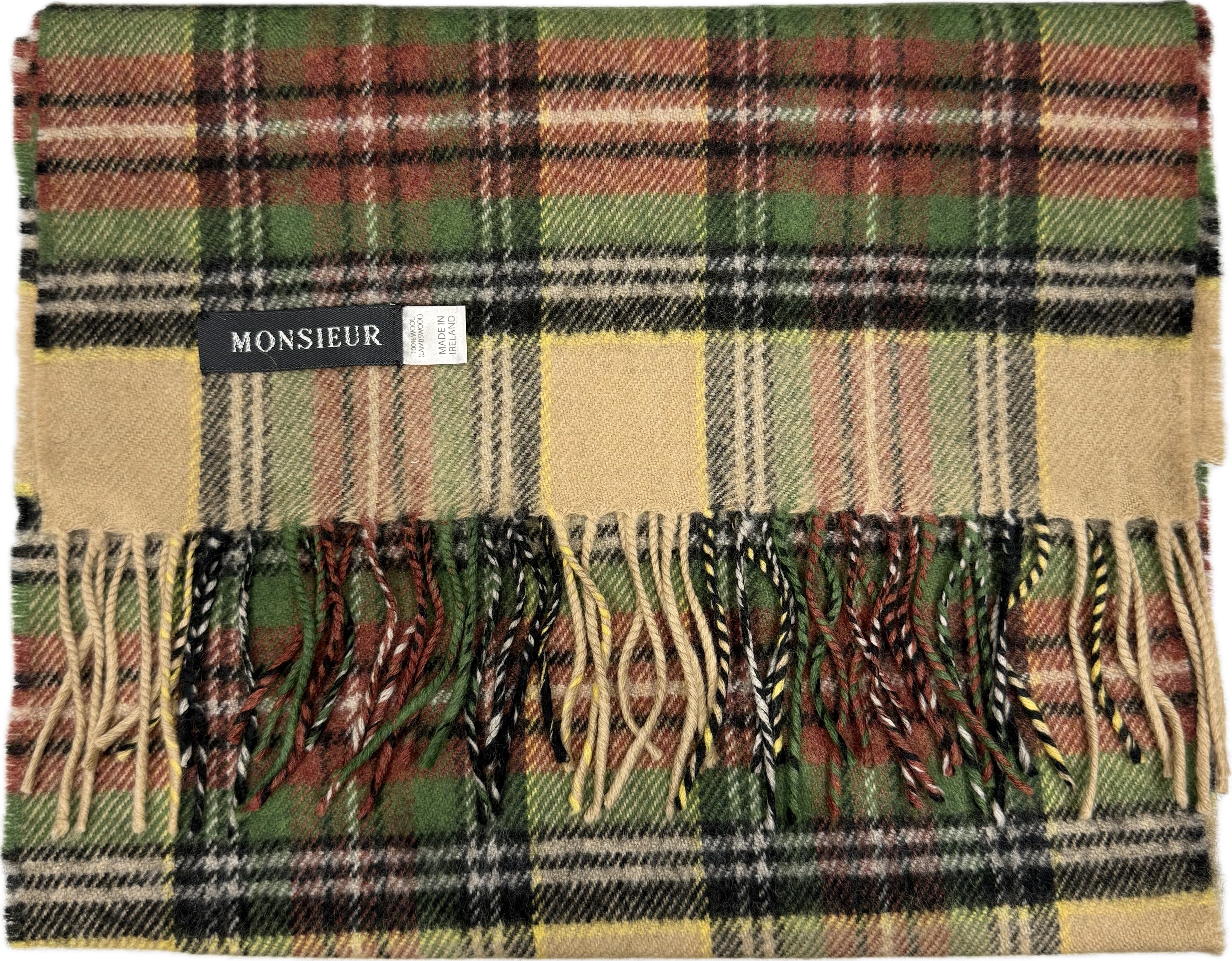 Sciarpa check luxury wool cammello verde bordeaux Monsieur