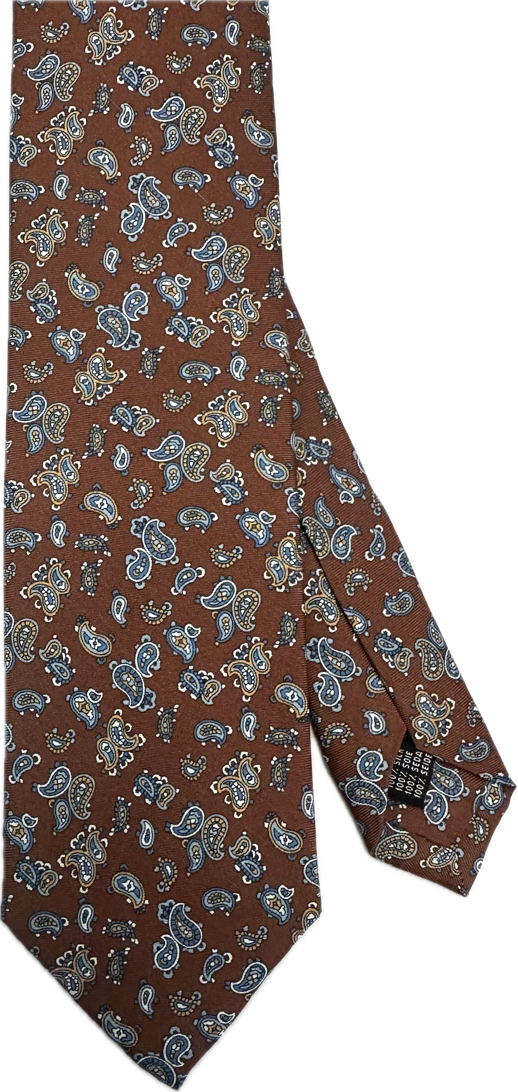 Cravatta seta fantasia multi paisley marrone Monsieur