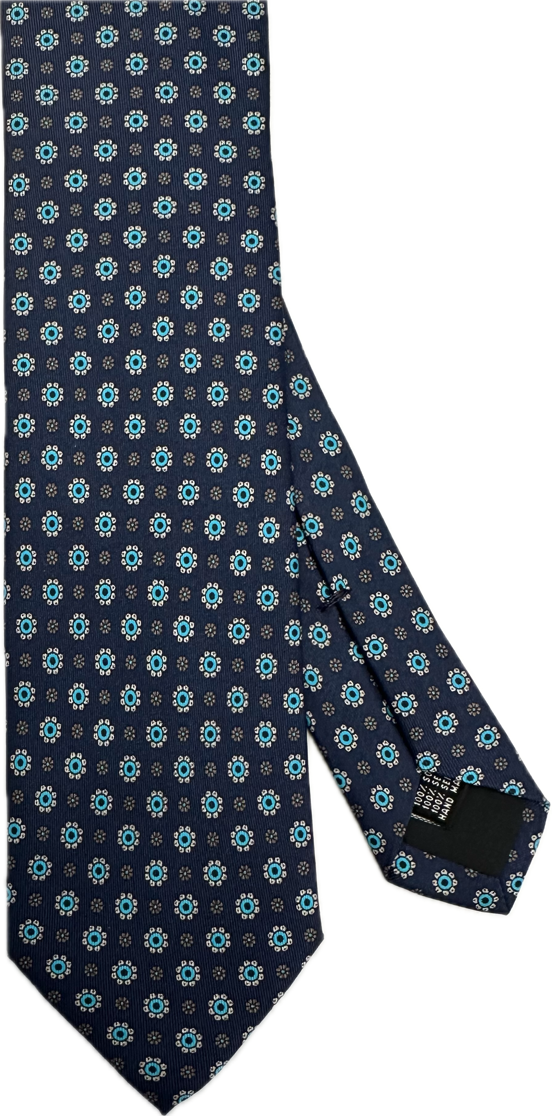 Cravatta seta fantasia fiorellino blu Monsieur