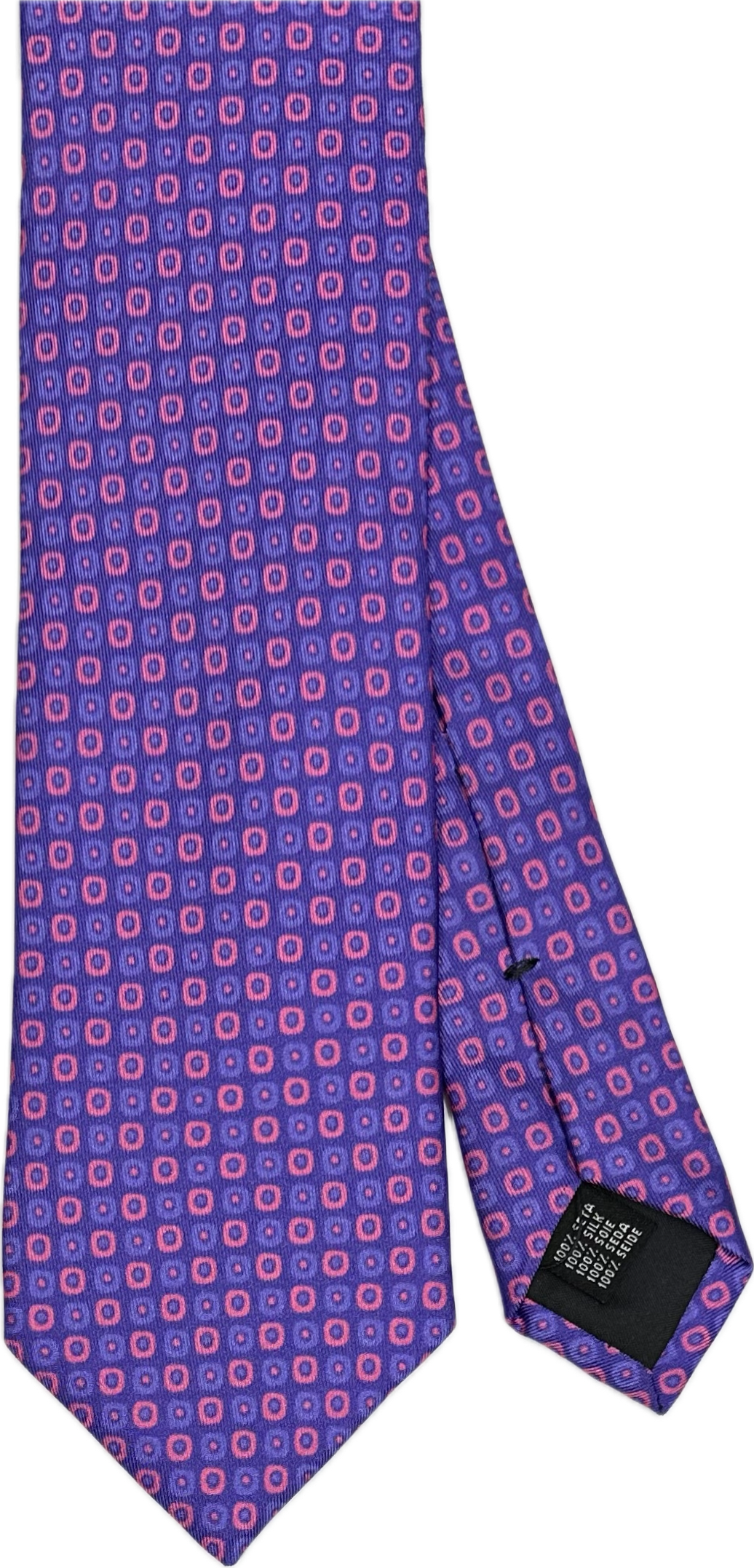 Cravatta seta fantasia quadrati viola rosa Monsieur