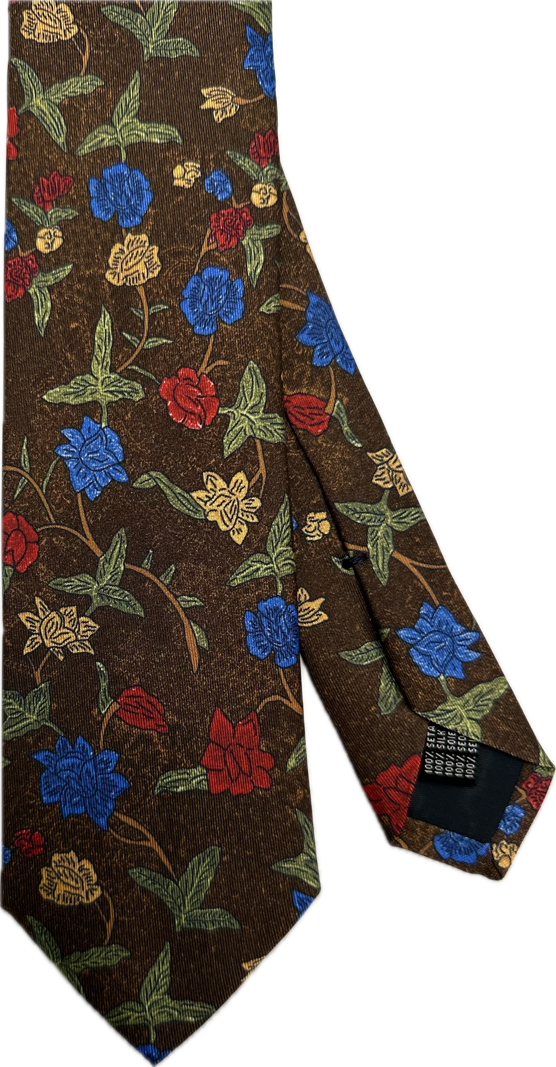 Cravatta seta big flower marrone Monsieur