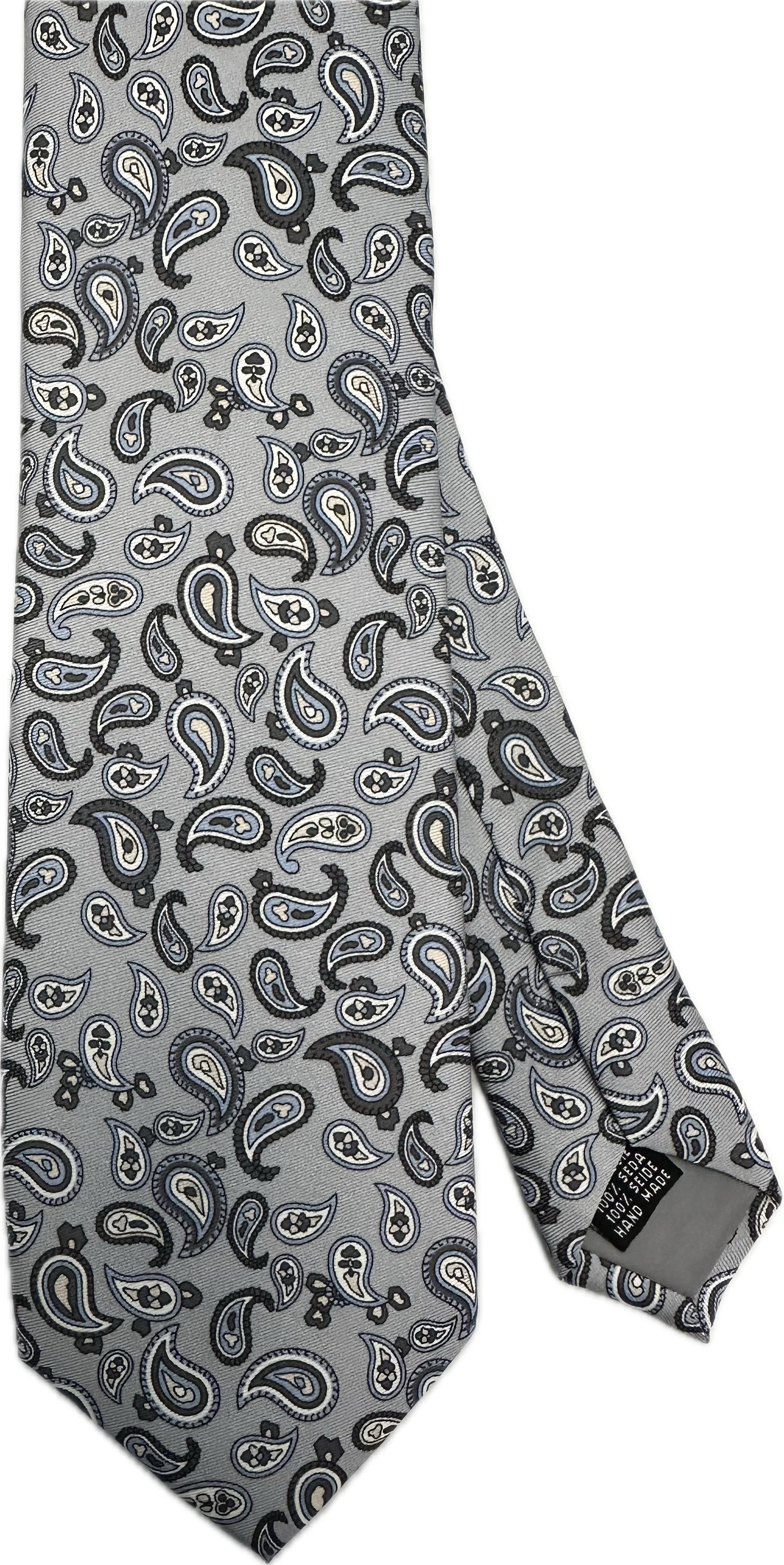 Cravatta seta fantasia multi paisley grigia Monsieur