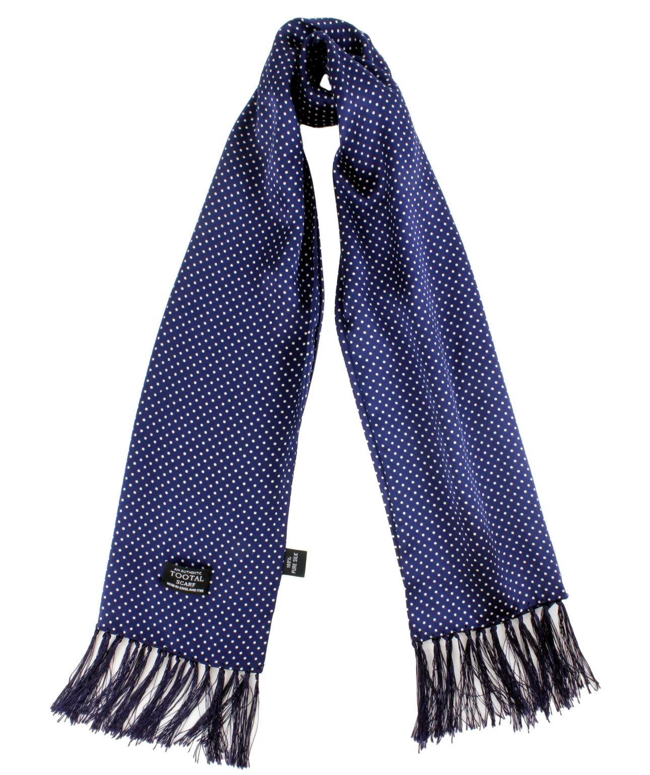 Sciarpa seta vintage blu pois bianco Tootal