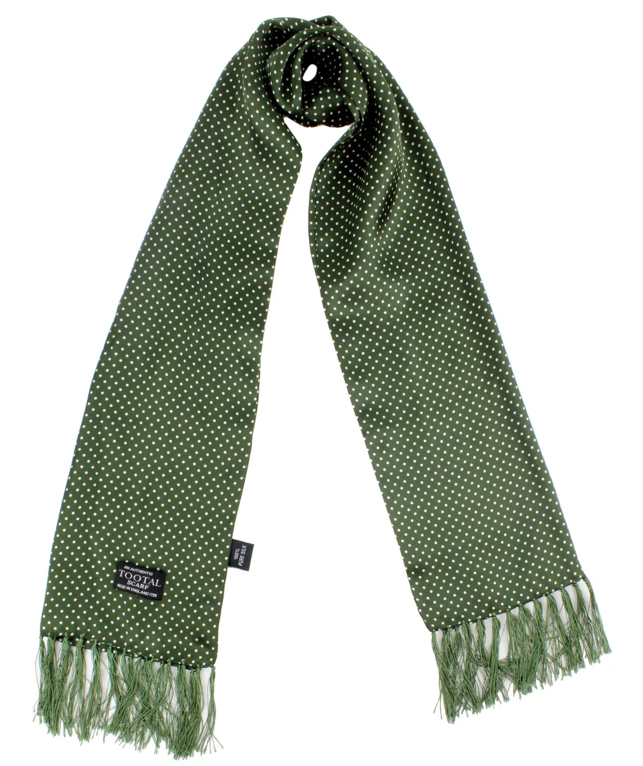 Sciarpa seta verde pois bianco Tootal