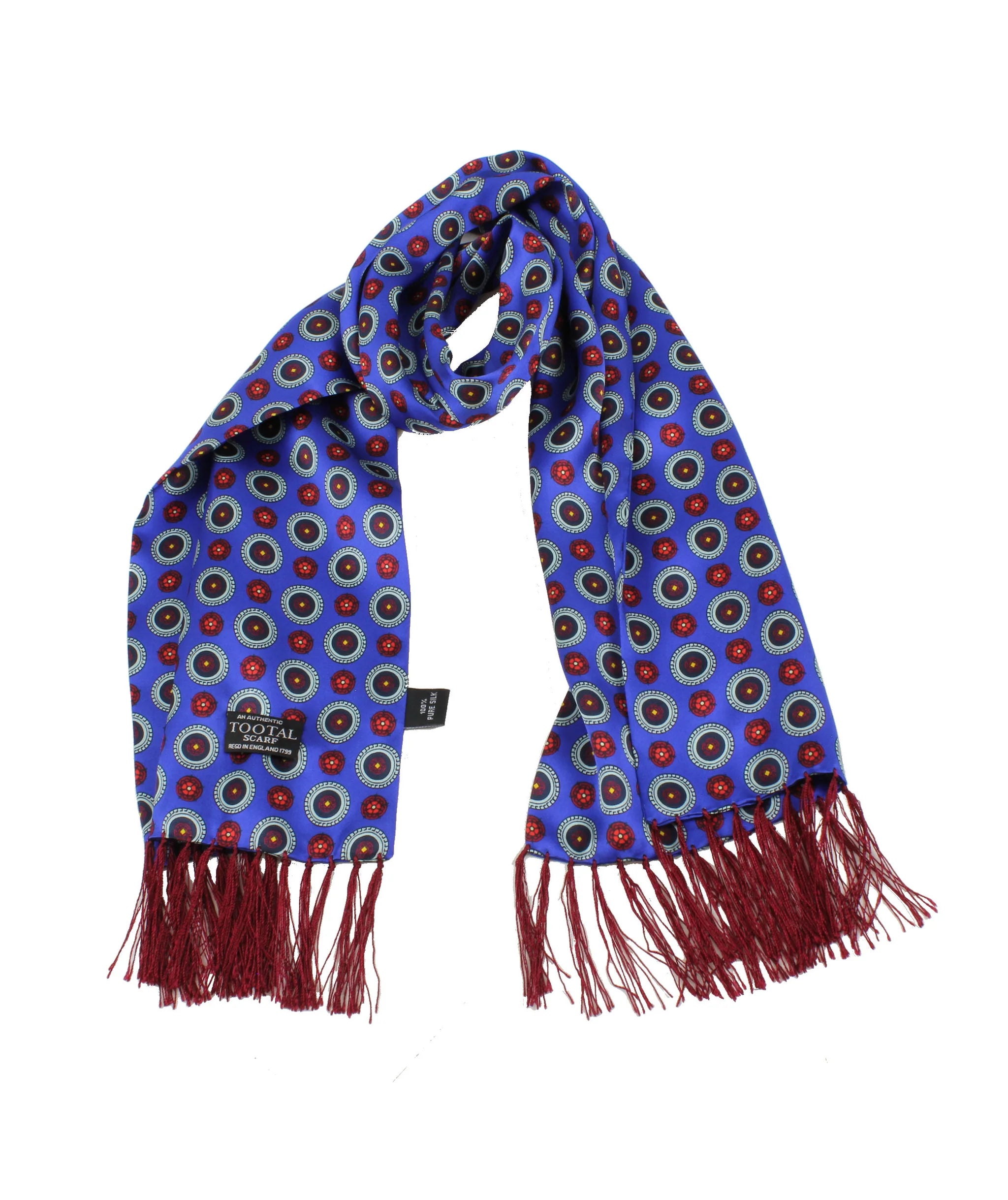Sciarpa seta fantasia medaglioni royal blue Tootal